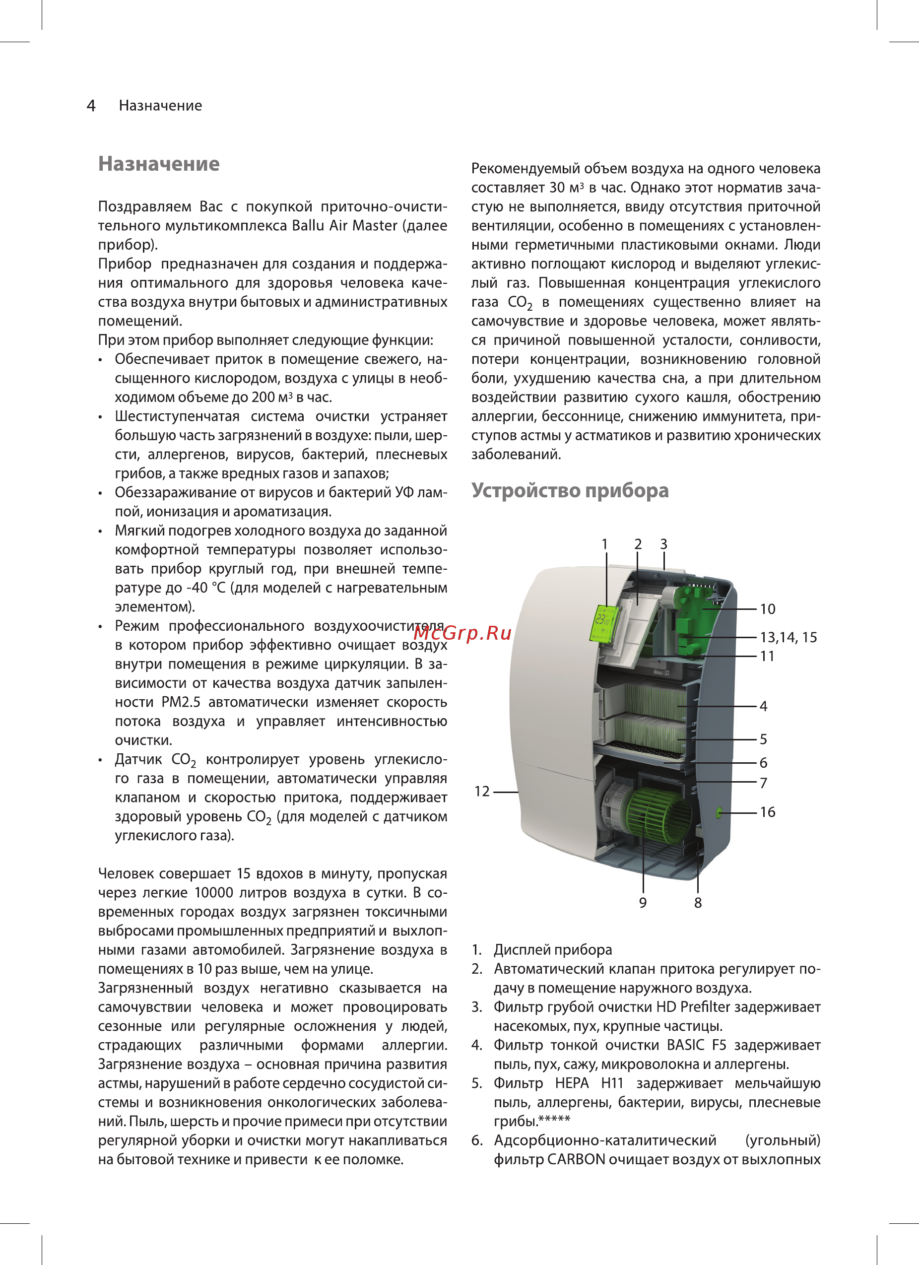 Ballu Air Master BMAC-150/WI-FI [4/24] Назначение