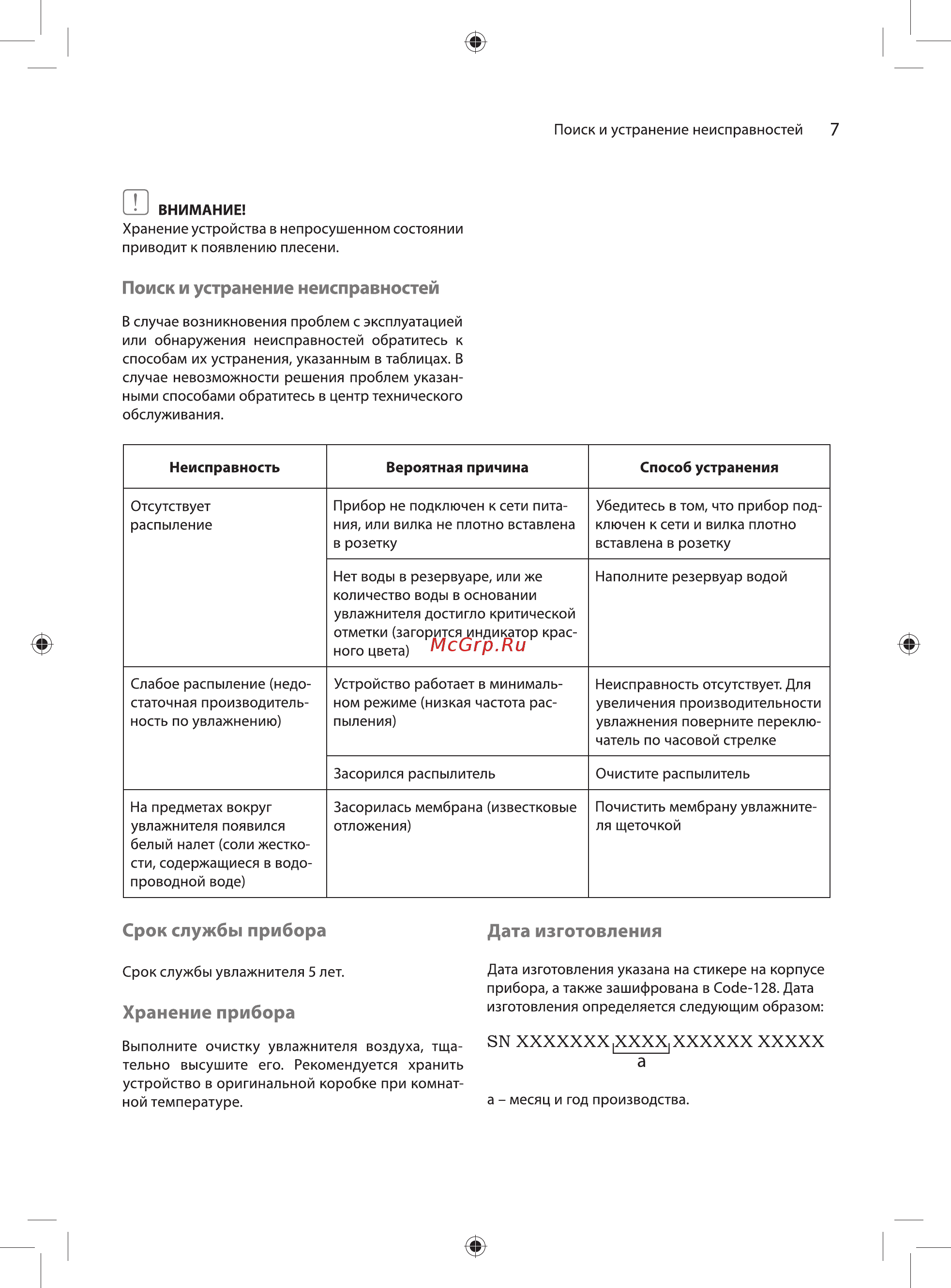 Ballu UHB-100 [7/16] Поиск и устранение неисправностей