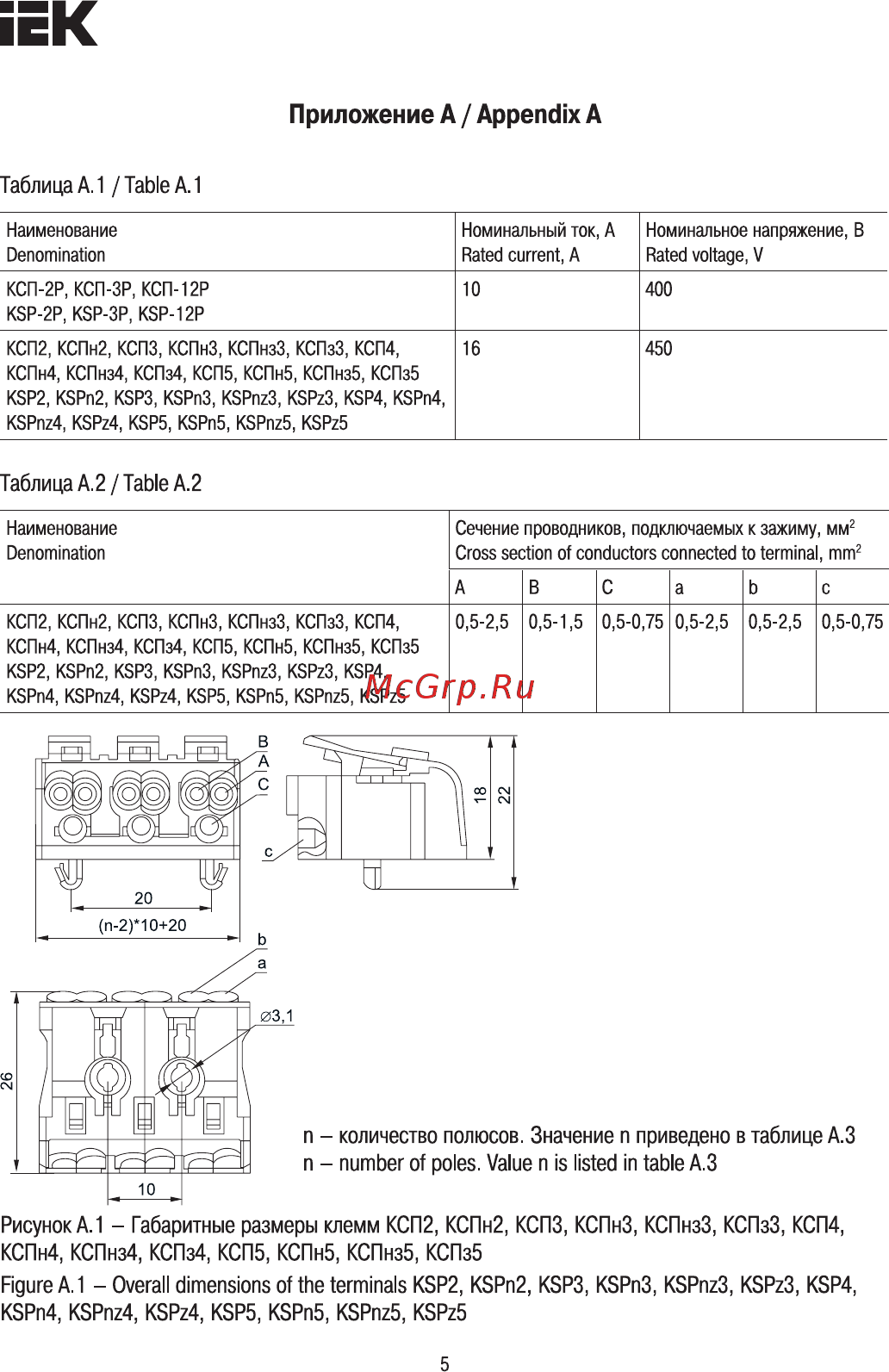 Iek КСП5-3L+N+PE UKZ-B06-5P-F0-E0-10 [5/8] Страница 5