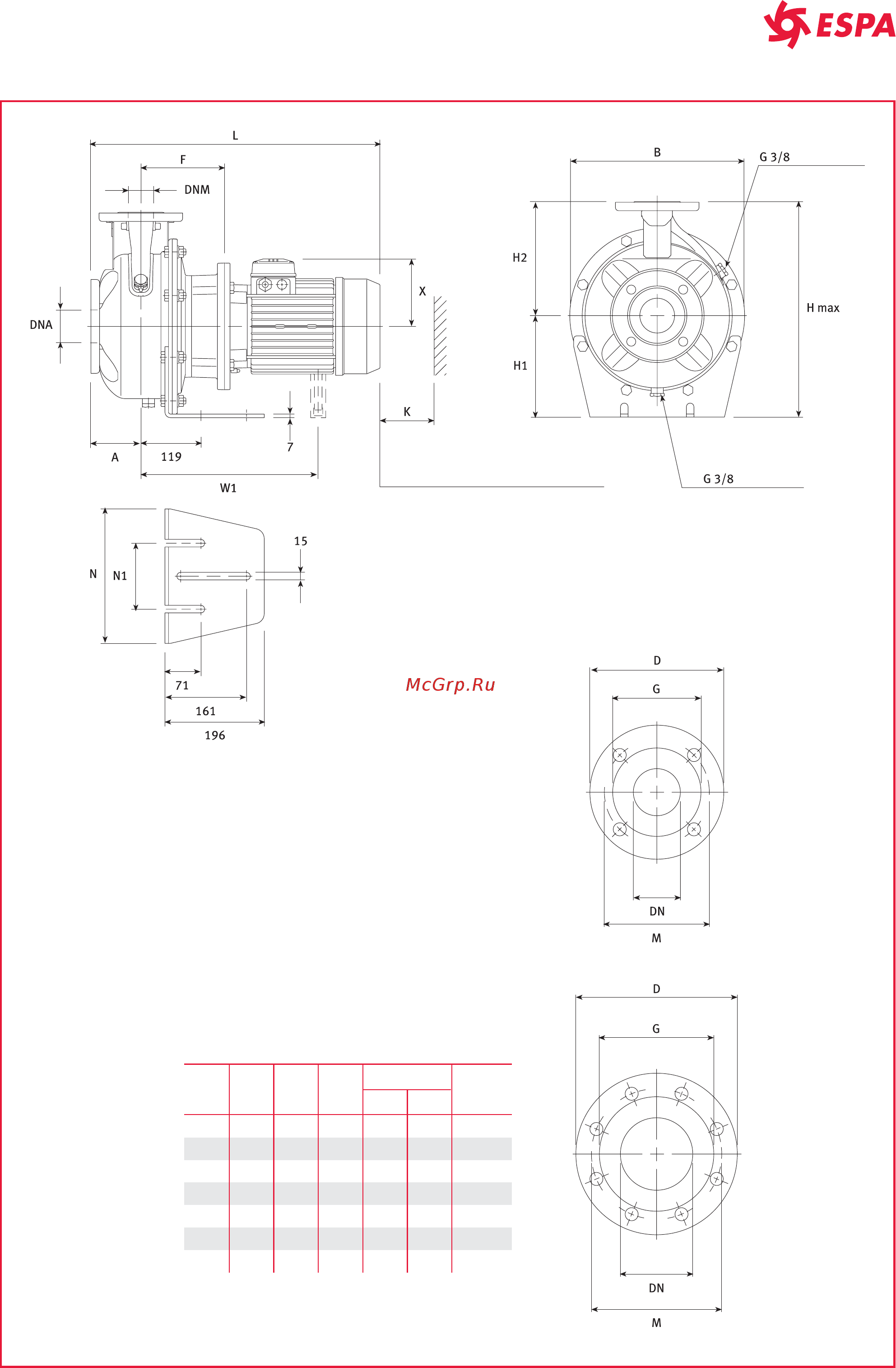 Espa XN4 65 160/07 [80/92] Серия хns4 размеры и вес