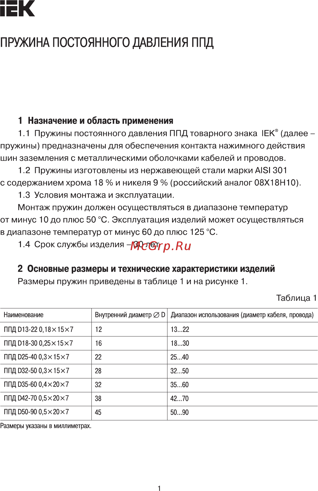 Iek ППД D25-40 0,3x15x7 UPPD-D25-40-30-15-7 Краткое руководство по эксплуатации онлайн