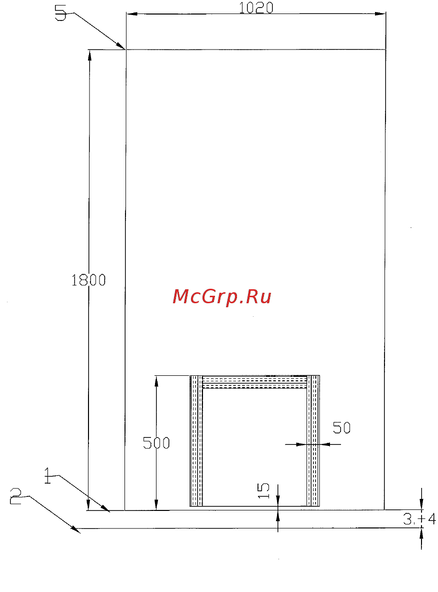 Kastor Incendo 20 TS 1 [5/23] Нижний край корпуса печи 2 поверхность пола 3 настил под печкой 4 регулируемый промежуток 5 минимальная пожаробезопасная поверхность рисунок 1 верхние воздухозаборные отверстия 1