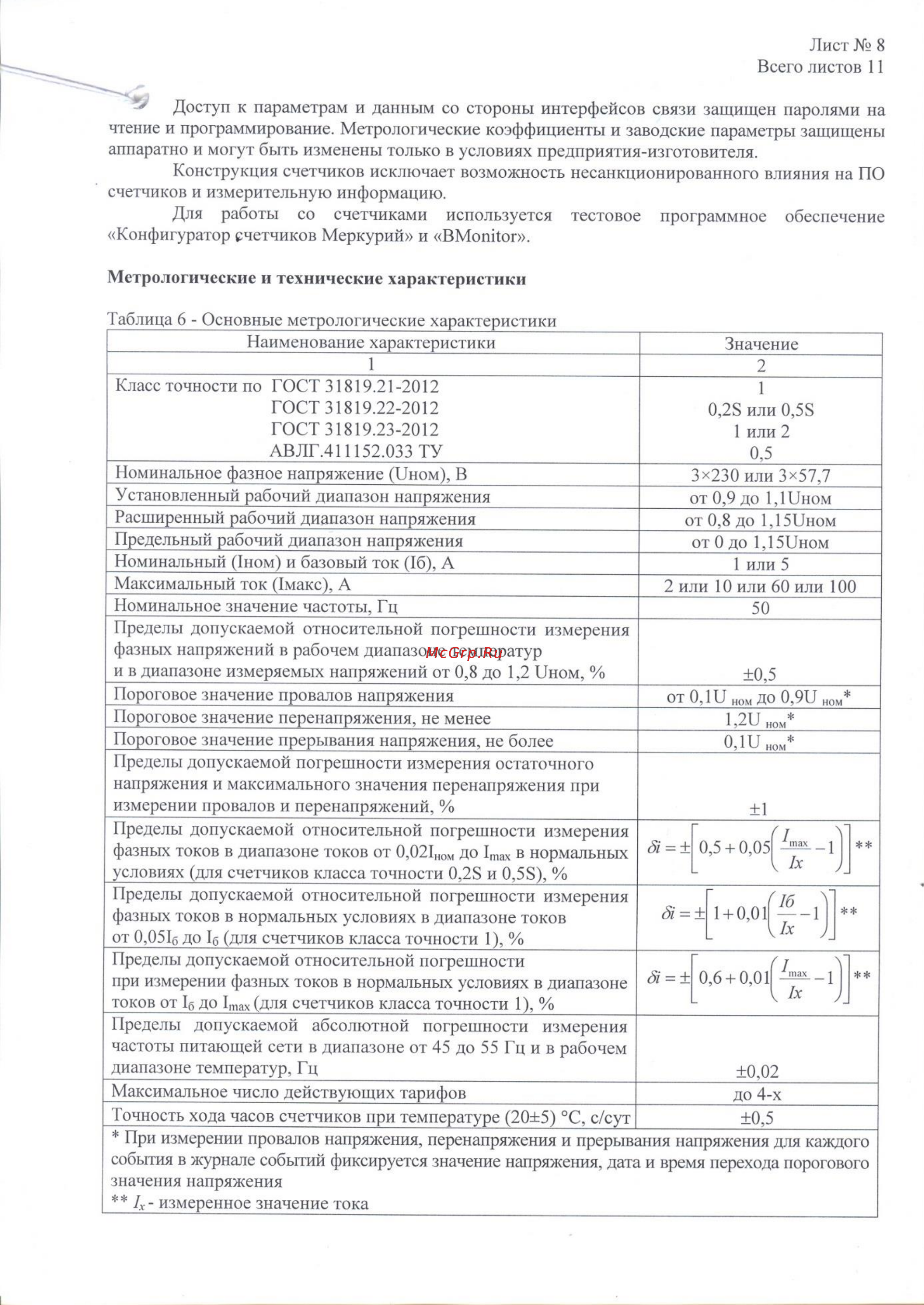 Меркурий 234ART Описание типа онлайн [8/11] 417197