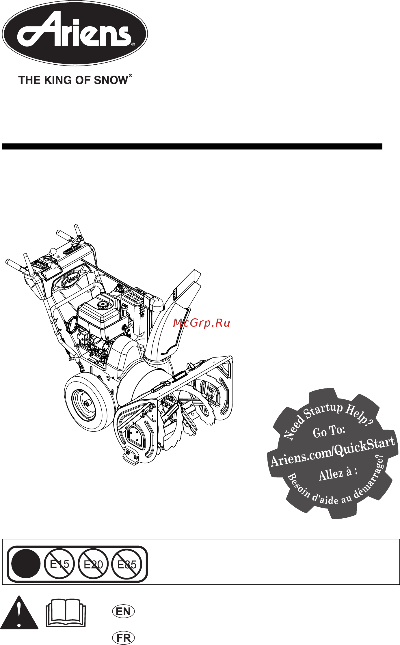 Ariens ST28DLET PRO HYDRO TRACK Руководство пользователя онлайн