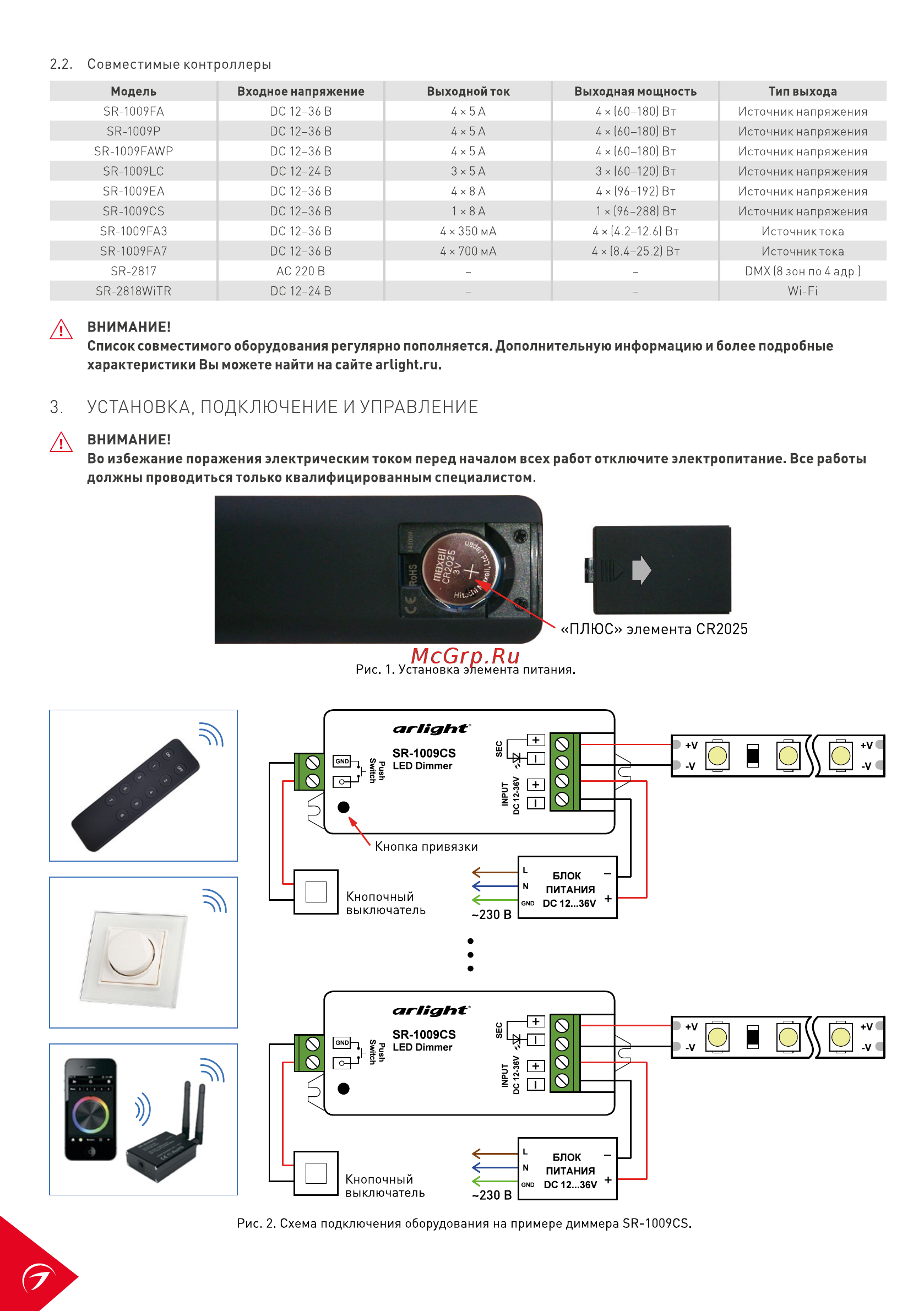 Arlight SR-2833K8 Black [2/3] Установка подключение и управление