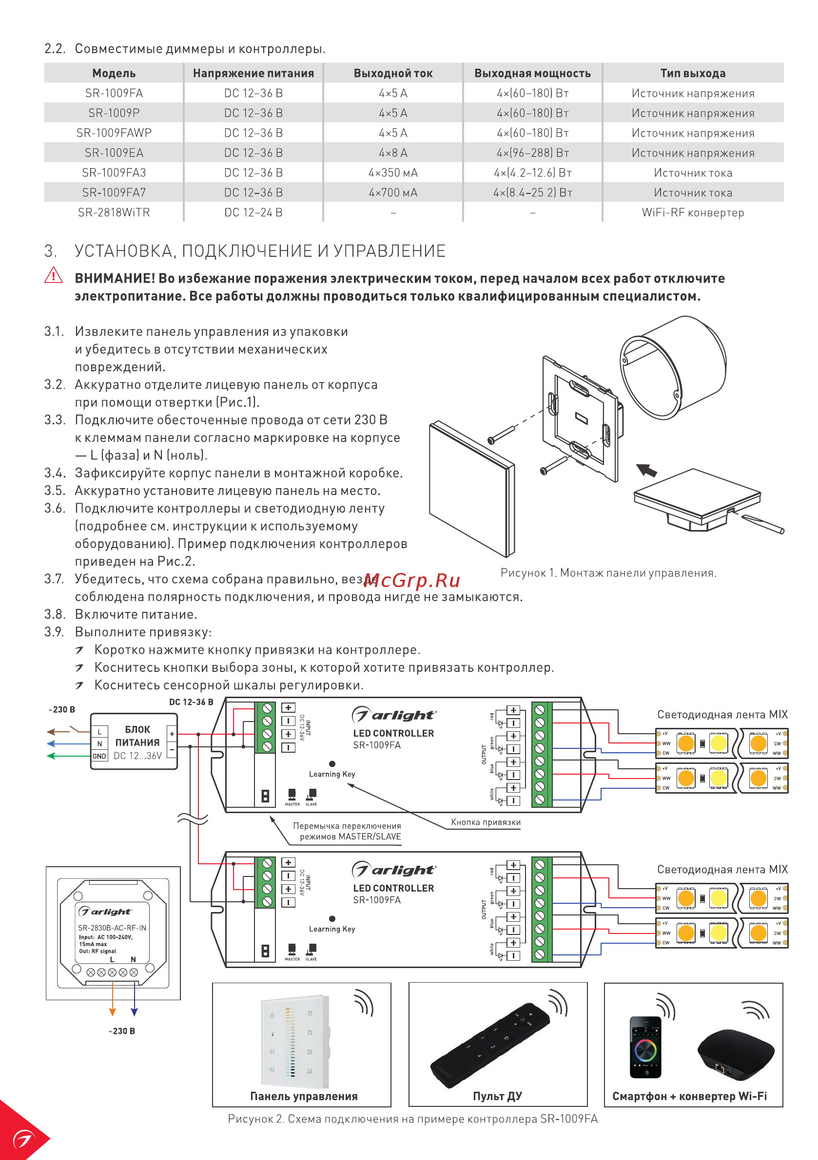 Arlight Sens SR-2830B-AC-RF-IN Black [2/3] Установка подключение и управление