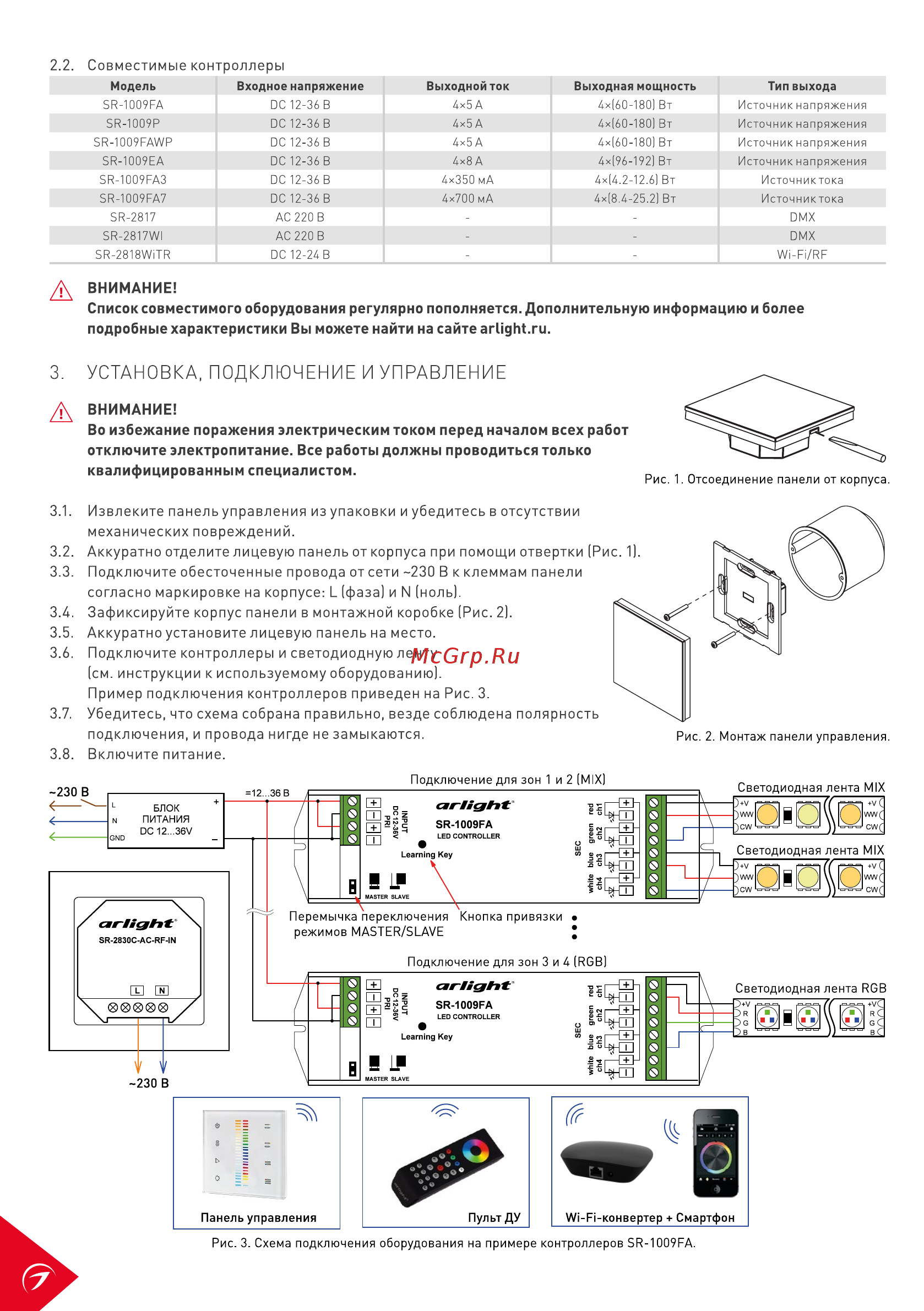 Arlight Sens SR-2830C-AC-RF-IN Black [2/3] Установка подключение и управление