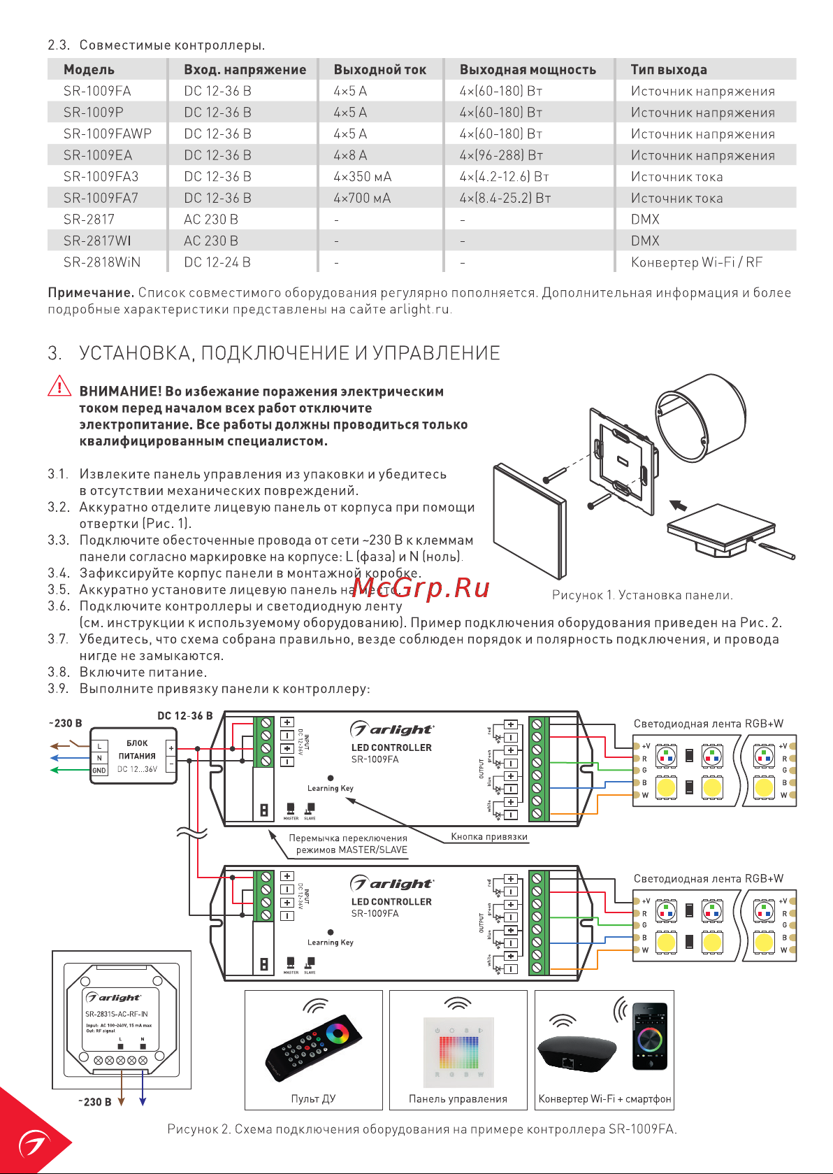 Arlight Sens SR-2831S-AC-RF-IN Black [2/3] Установка подключение и управление