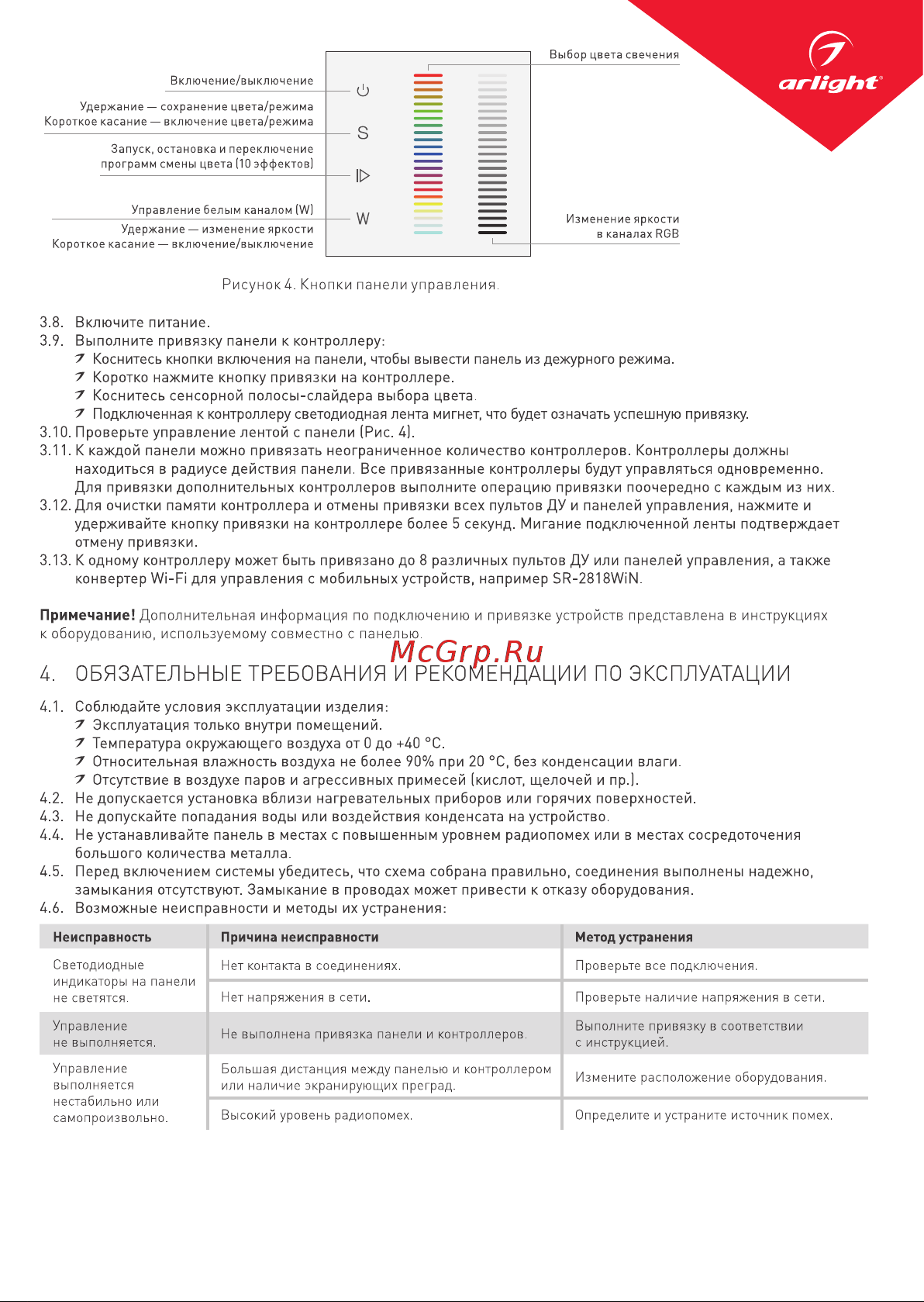 Arlight Sens SR-2834RGBW-AC-RF-IN White [3/3] Обязательные требования и рекомендации по эксплуатации
