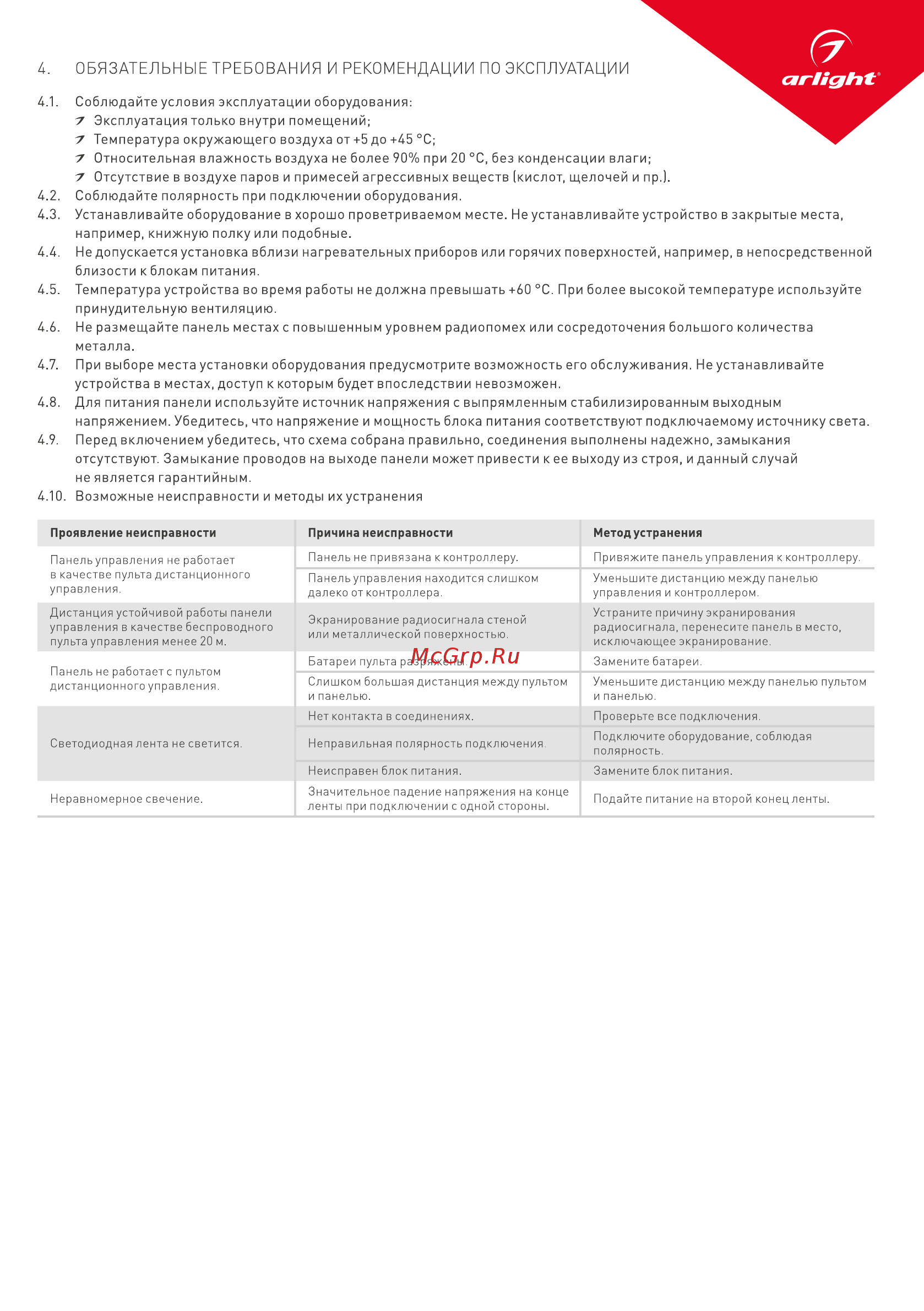 Arlight Rotary SMART-P3-DIM [3/3] Обязательные требования и рекомендации по эксплуатации