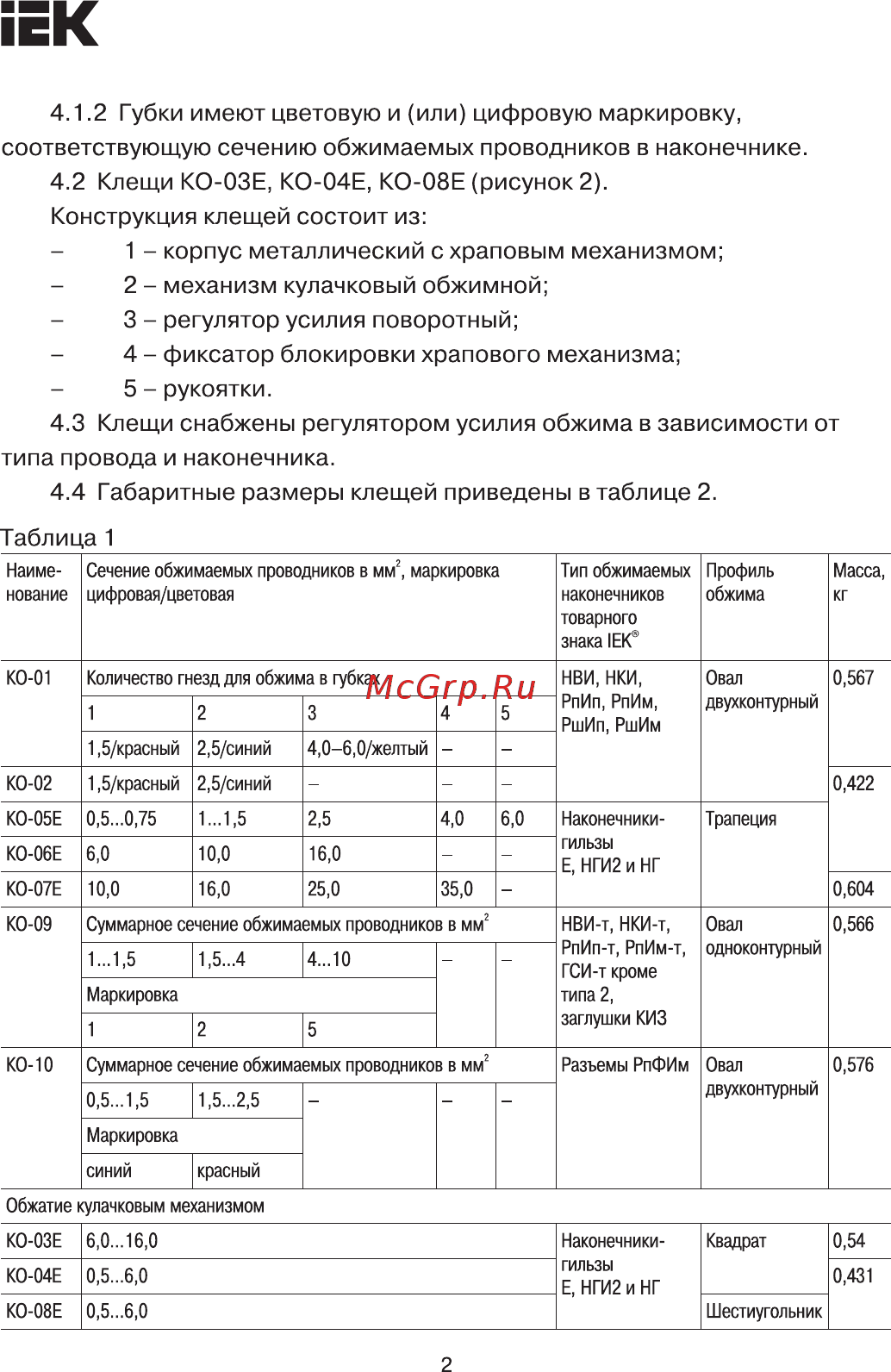 Iek КО-03Е 6,0-16мм2 (квадрат) TKL20-D4 [2/5] Страница 2