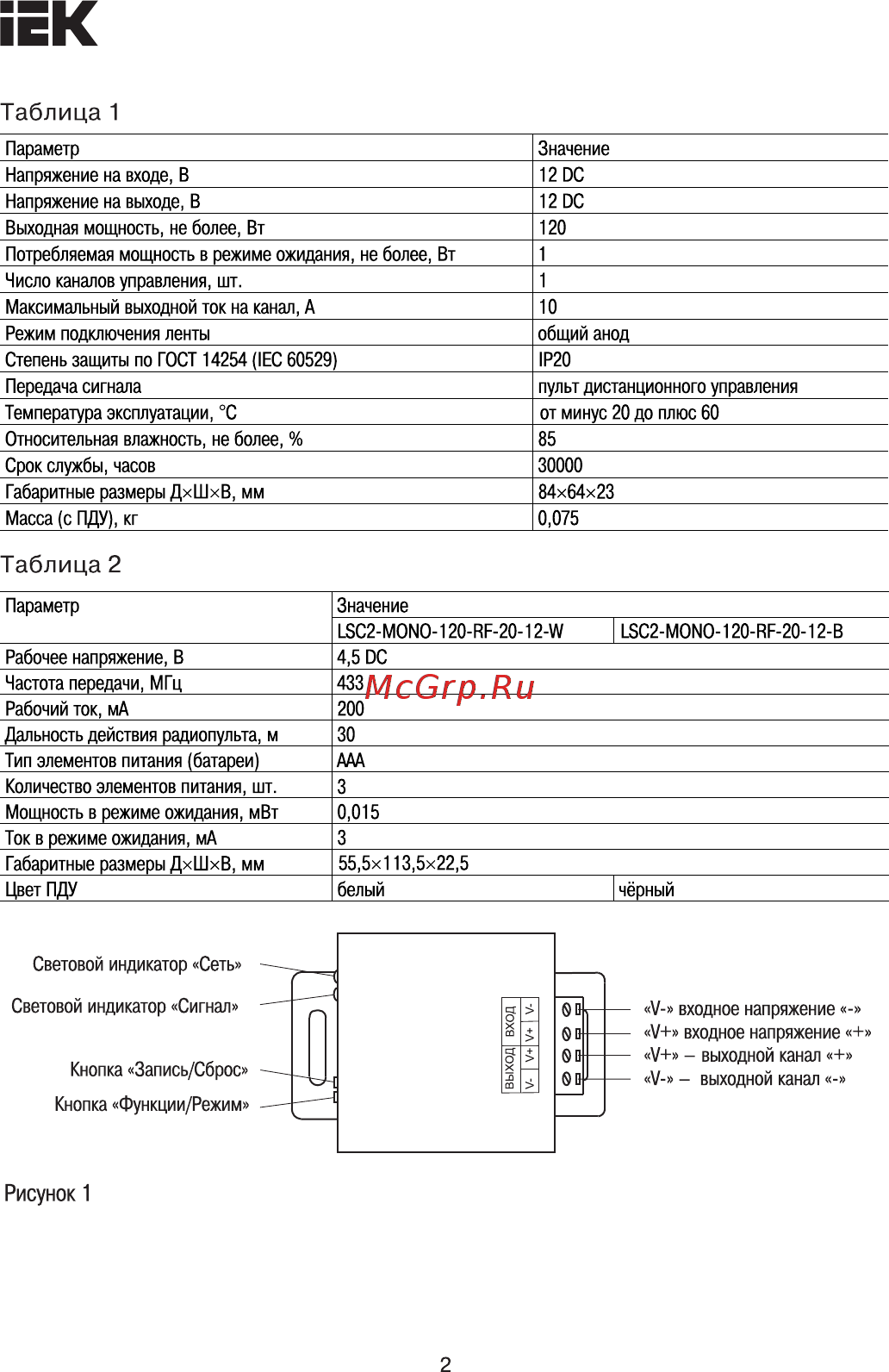 Iek LSC2-MONO-120-RF-20-12-B [2/7] Страница 2