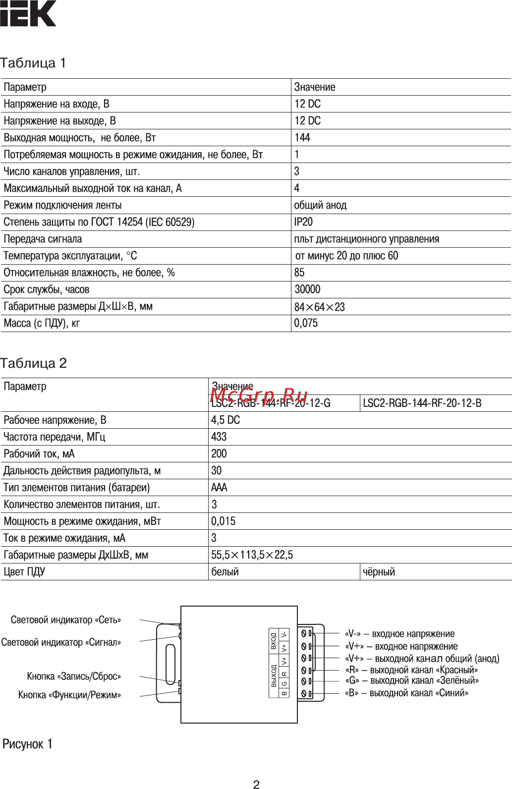 Iek LSC2-RGB-144-RF-20-12-W [2/7] Страница 2