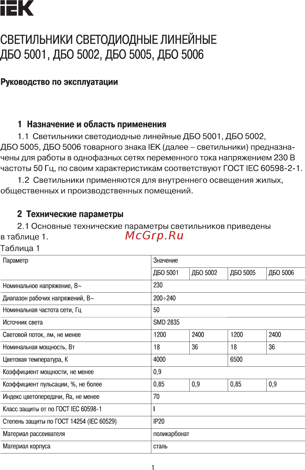 Iek LED ДБО 5001, 18вт, 4000К, IP20, 600мм, металл LDBO0-5001-18-4000-K02 Руководство По Эксплуатации онлайн