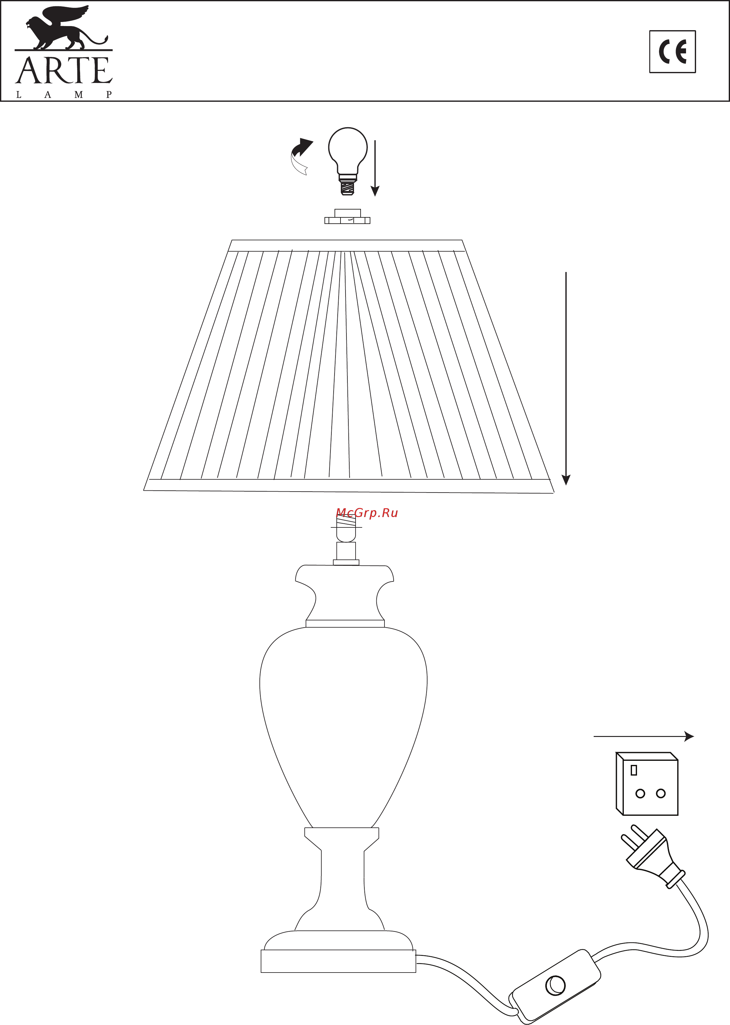 Arte Lamp A5199LT-1WH Схема сборки онлайн