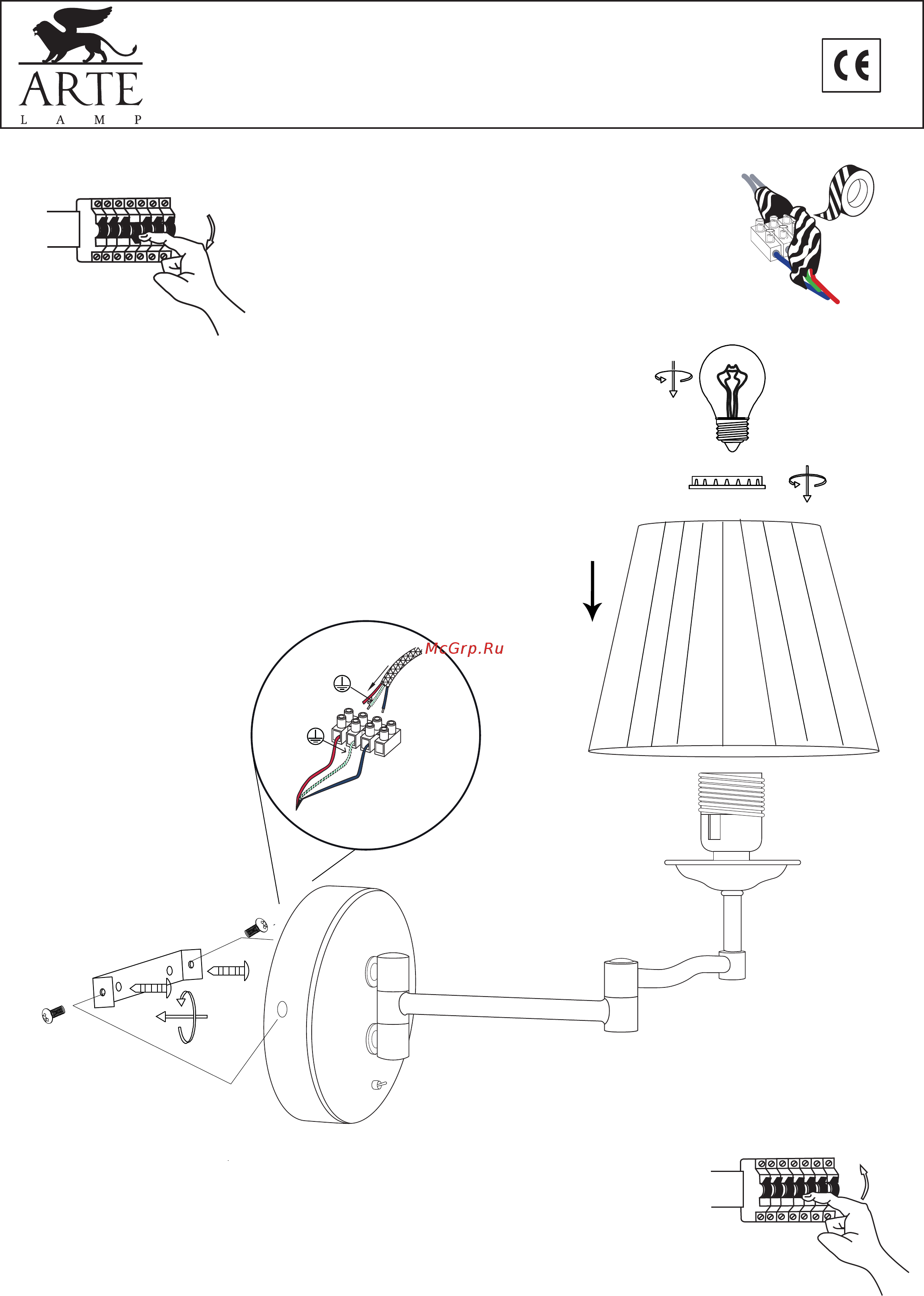 Arte Lamp California A2872AP-1SS Схема сборки онлайн