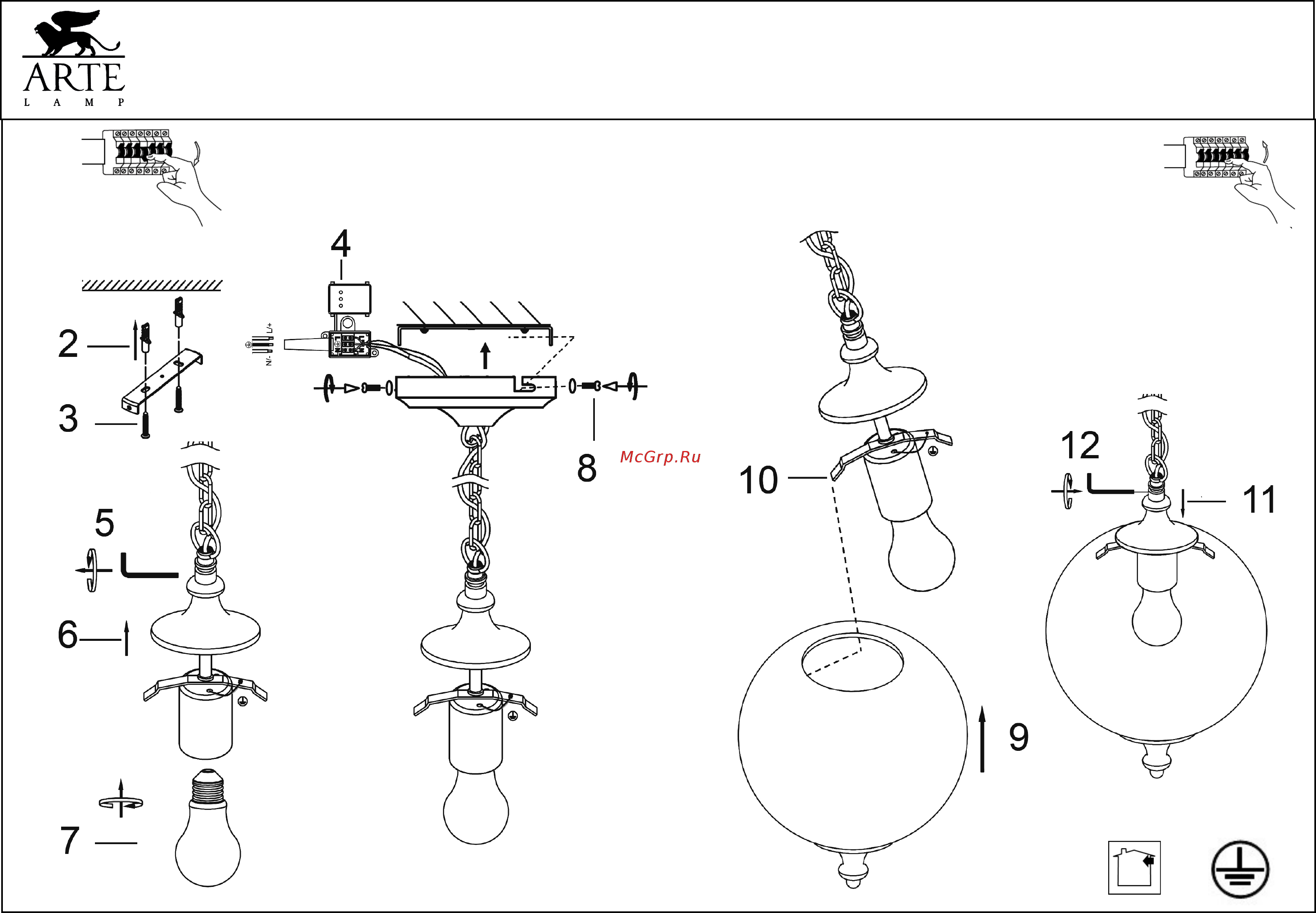 Arte Lamp Rimini A3051SP-1AB Инструкция по сборке онлайн