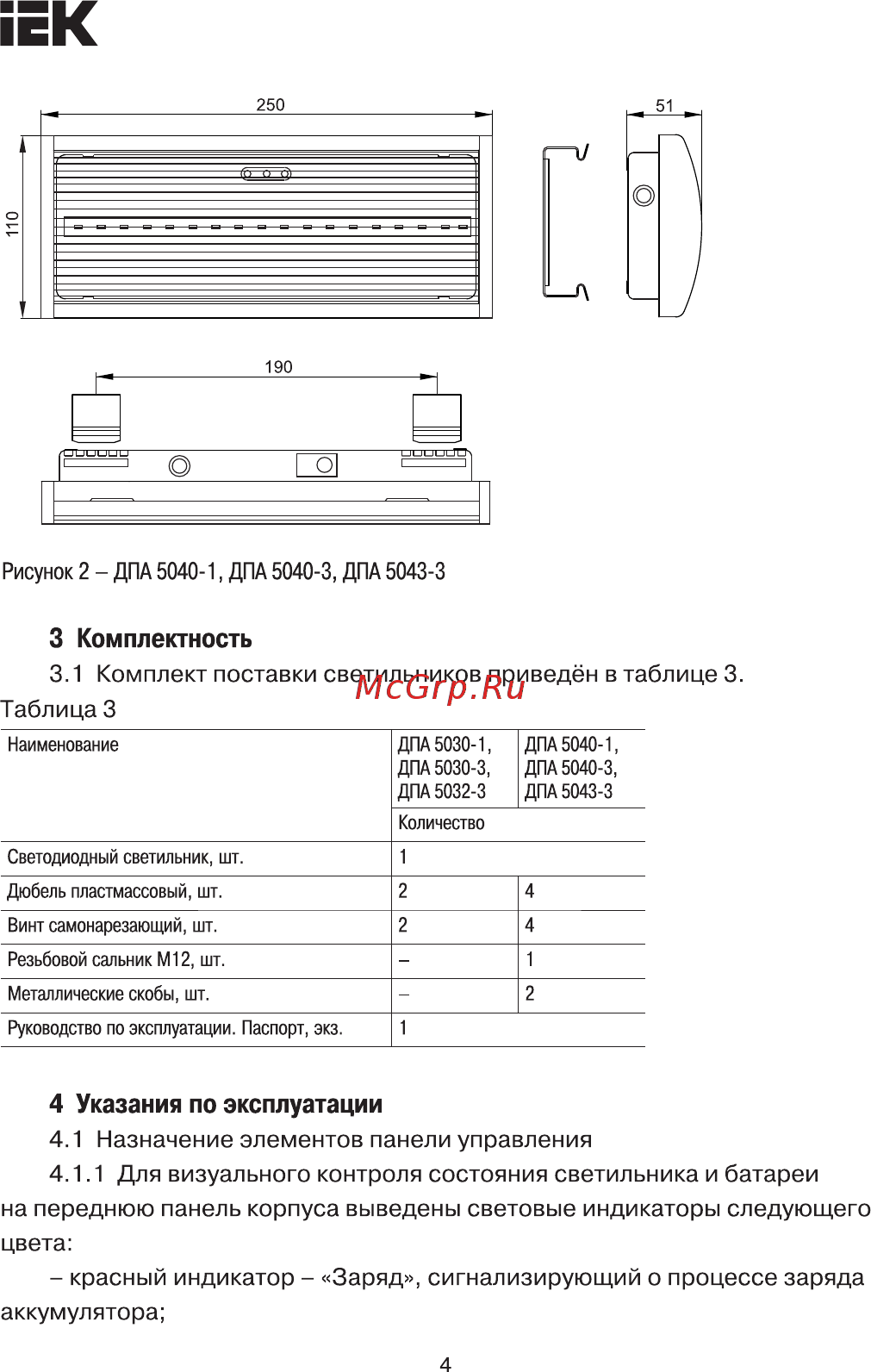 Iek ДПА 5040-1 постоянного действия NI-CD 1ч IP54 LDPA0-5040-1H-K01 [4/11] Красный индикатор заряд сигнализирующий о процессе заряда