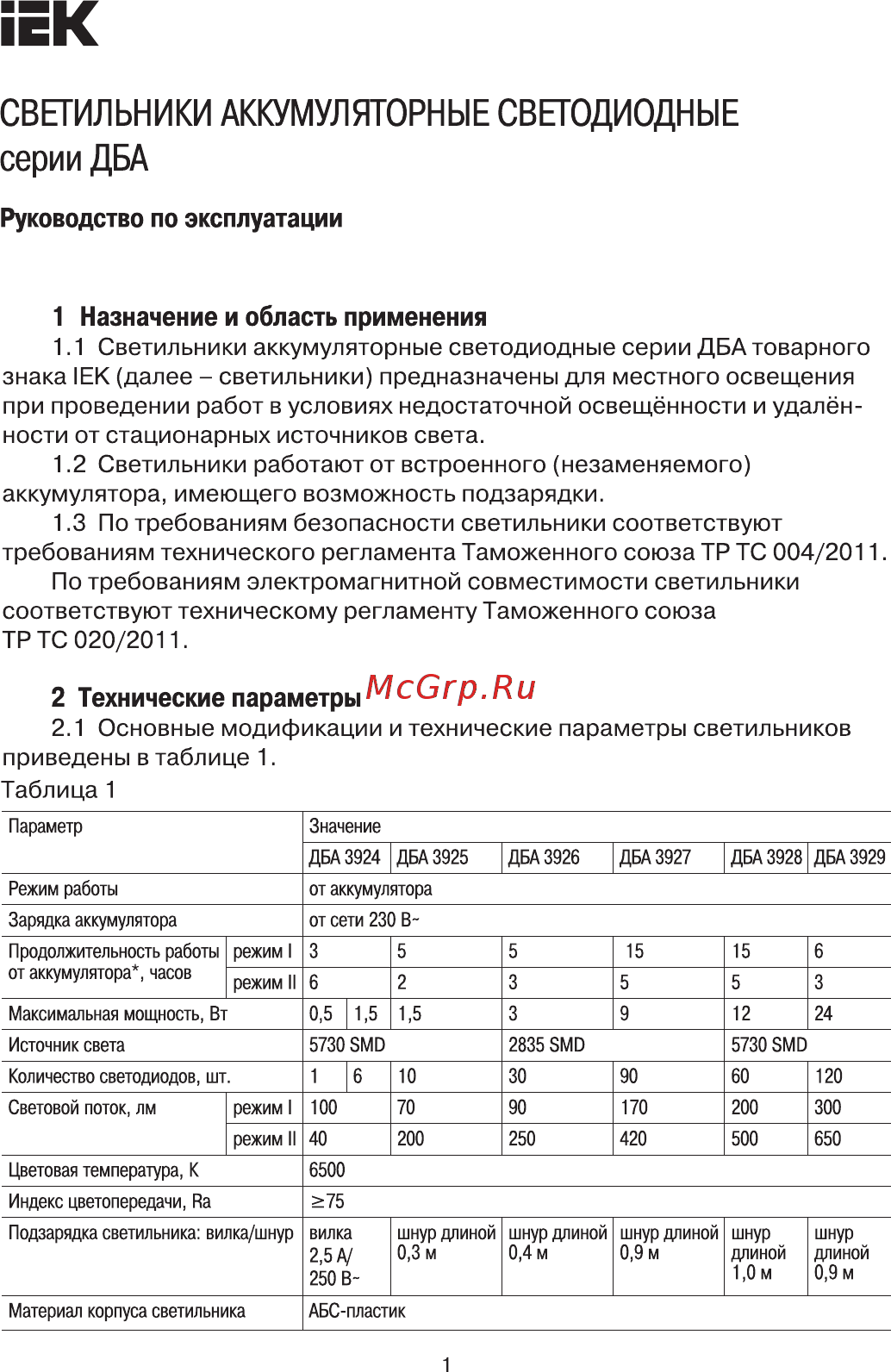 Iek ДБА 3927 15ч 9Вт LDBA0-3927-90-K01 Руководство По Эксплуатации онлайн