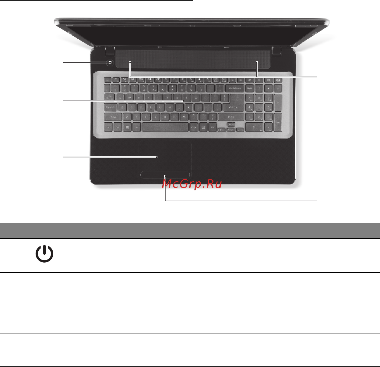 Packard Bell EasyNote ENLV44HC-B964G50Mnws [1486/2812] Widok z góry klawiatura