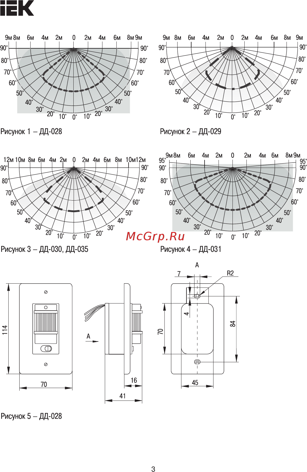 Iek ДД-031 500Вт 190град 9м IP20 белый LDD12-031-500-001 [3/12] Страница 3