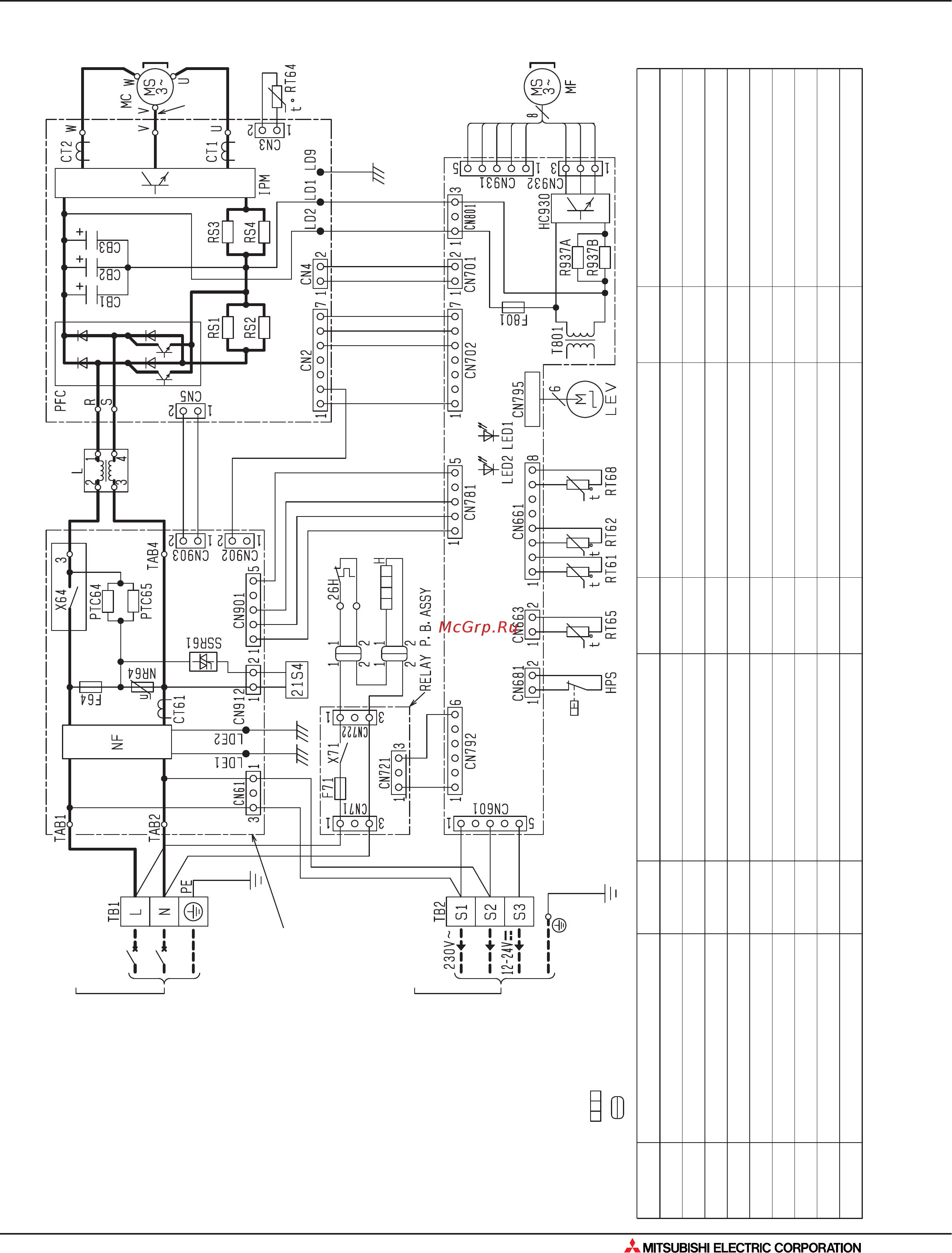 Mitsubishi Electric MXZ-3A54VA [131/562] Электрическая схема
