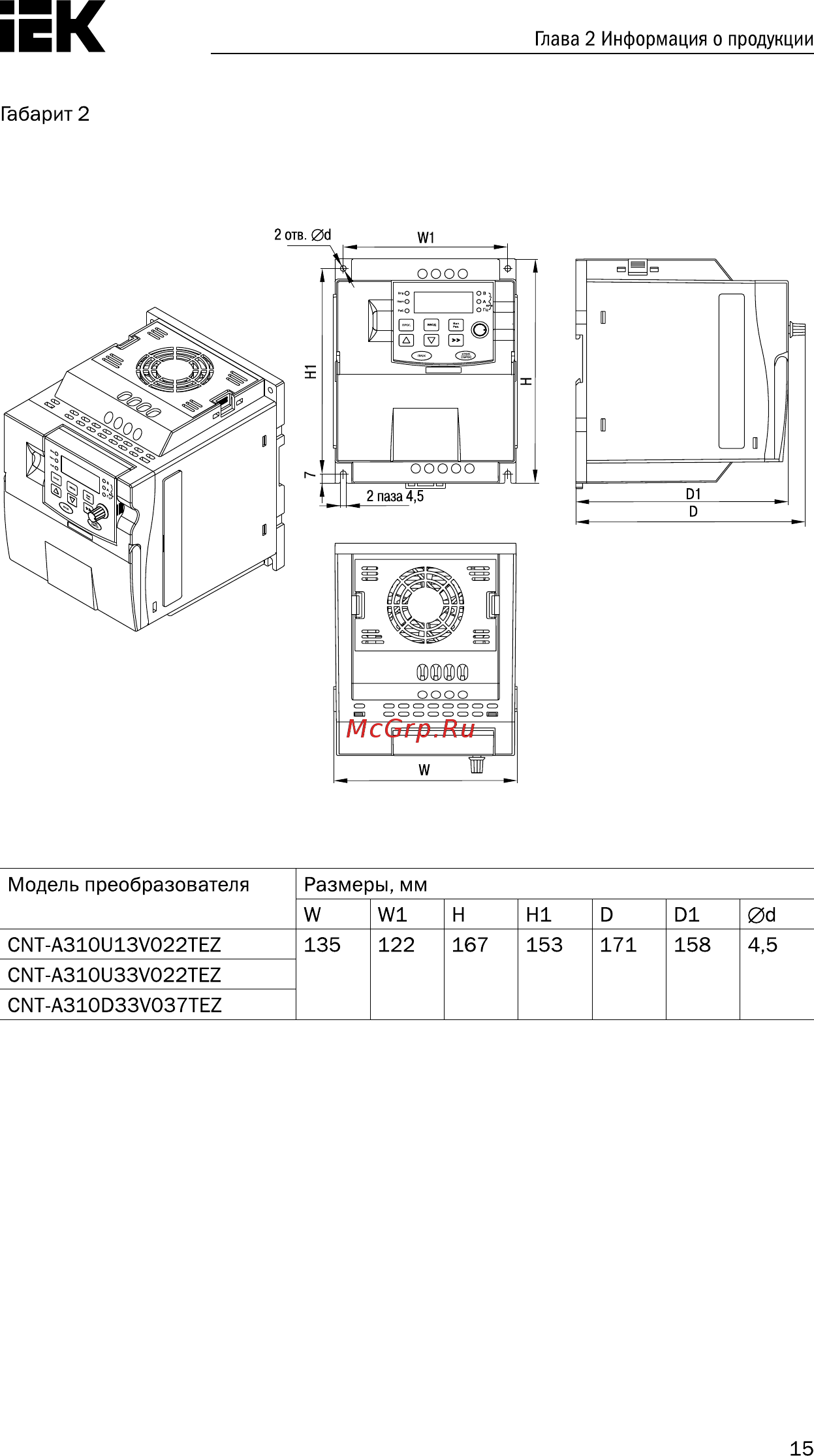 Iek CONTROL-A310 380В 3Ф 1,5кВт 3,7A CNT-A310D33V015TEZ [16/235] Страница 16