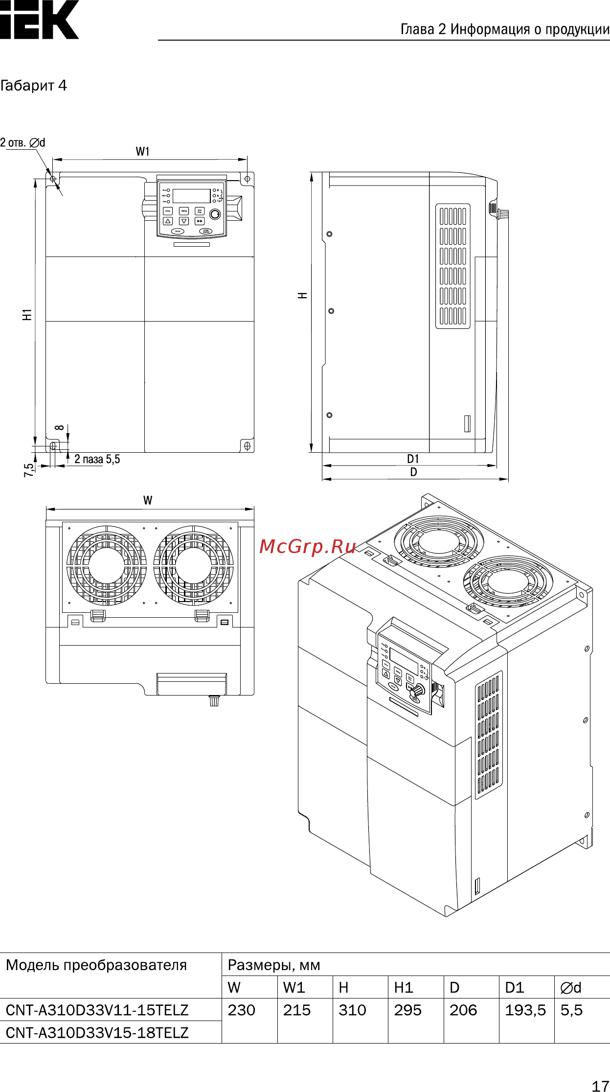 Iek CONTROL-A310 380В 3Ф 0,75кВт 2,3A CNT-A310D33V0075TEZ [18/235] Страница 18
