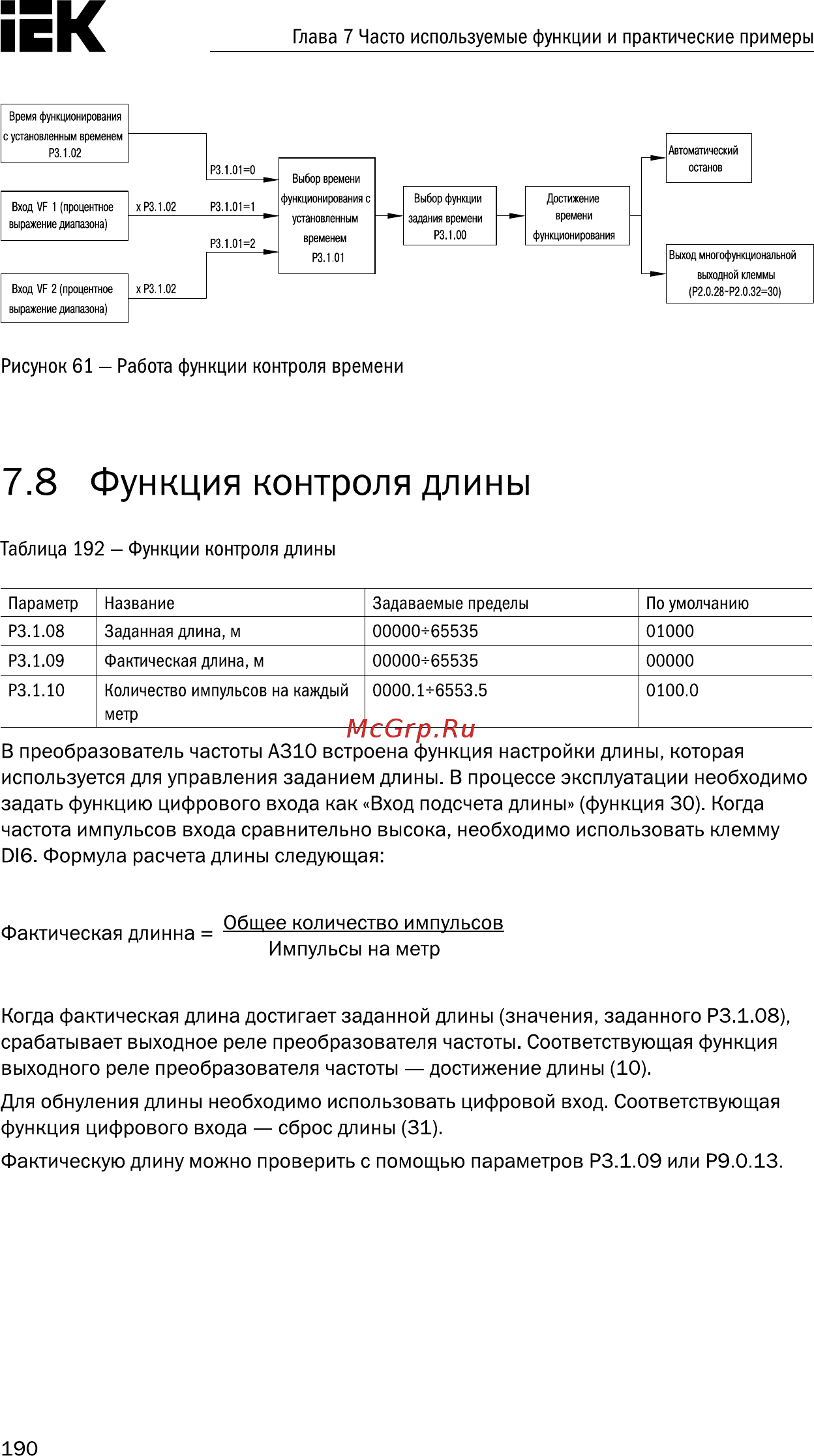 Iek CONTROL-A310 380В 3Ф 18-22кВт 37-45A CNT-A310D33V18-22TE [191/235] Функция контроля длины