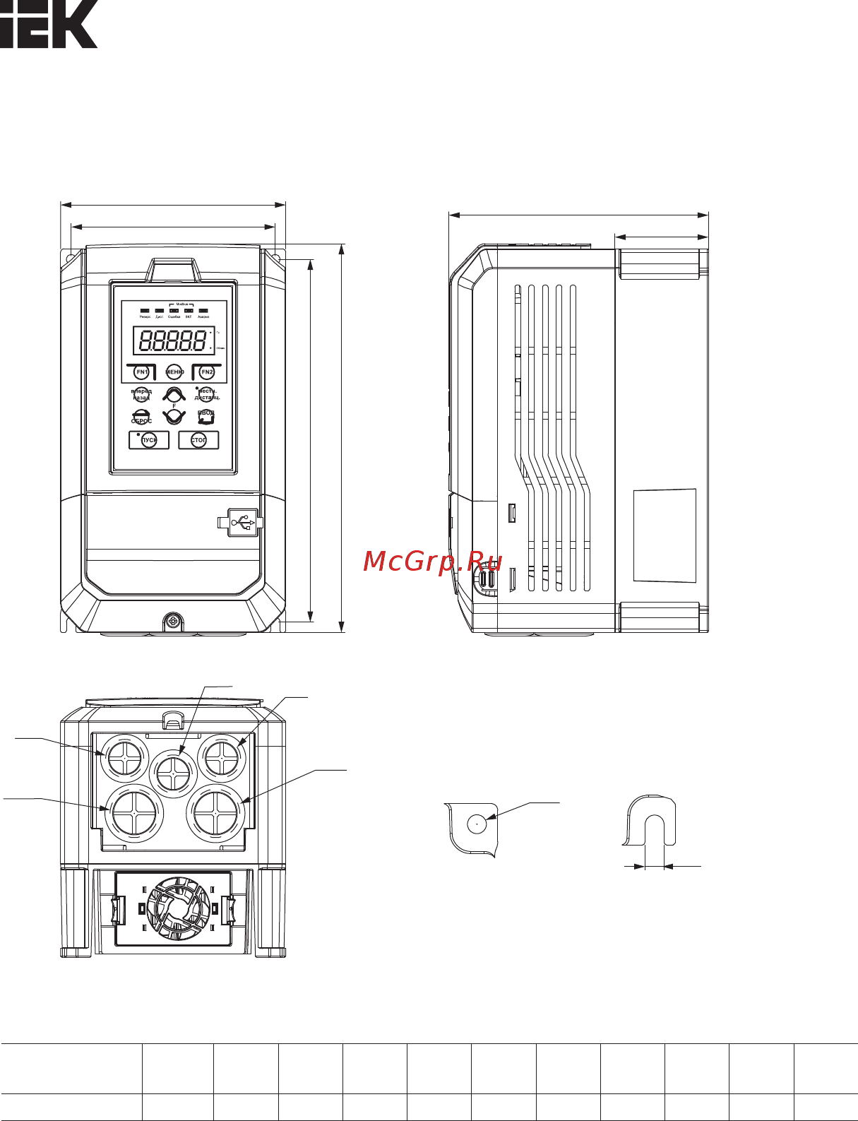 Iek CONTROL-H800 380В 3Ф 0,75-1,5кВт CNT-H800D33FV0075-015TE [16/95] Габаритные размеры