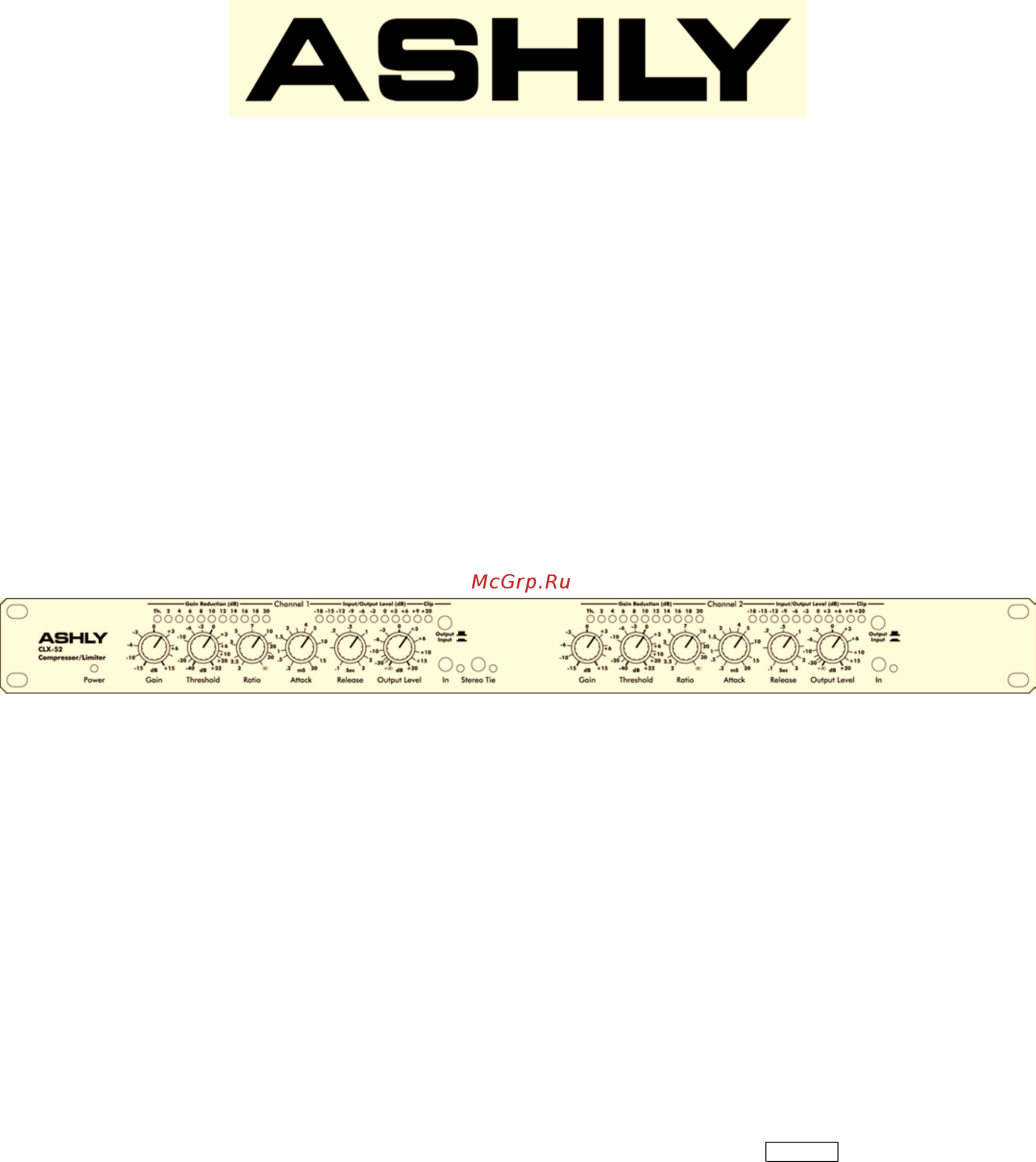 ASHLY CLX-52S Руководство пользователя онлайн