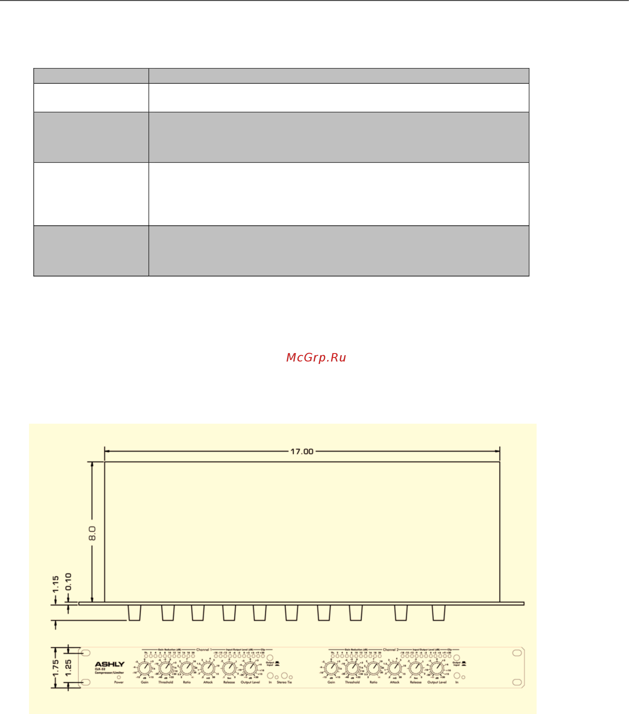 ASHLY CLX-52S [9/12] Размеры