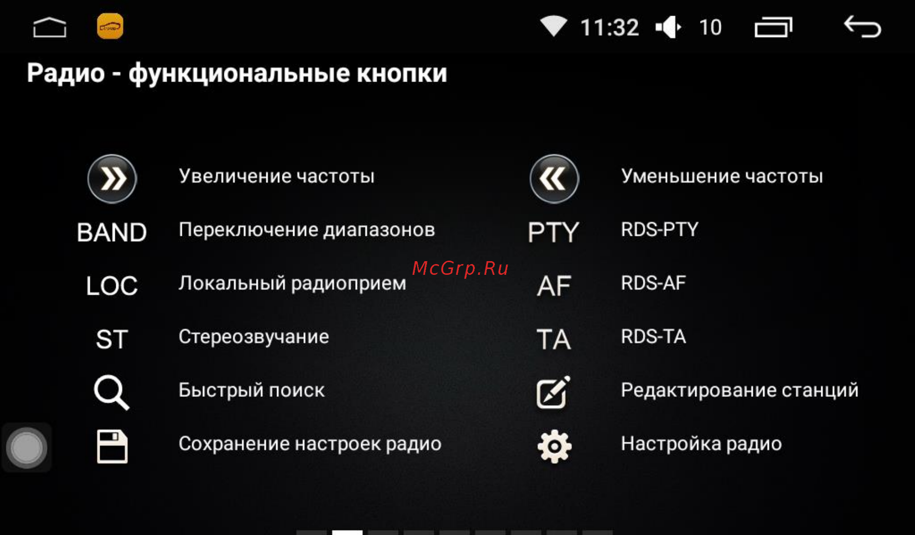 LeTrun 2087 ANDROID 6.0.1 INTEL экран 9 дюймов [11/62] Радио функциональные кнопки