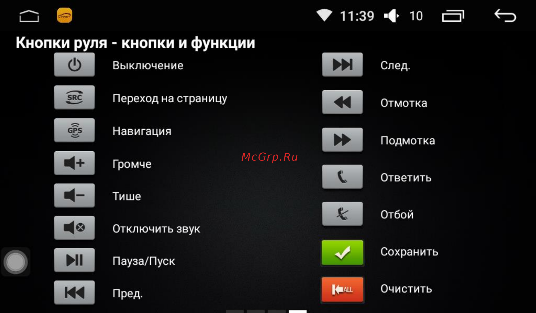 LeTrun 1675 ANDROID 4.4.4 экран 9 дюймов [54/62] Кнопки руля кнопки и функции