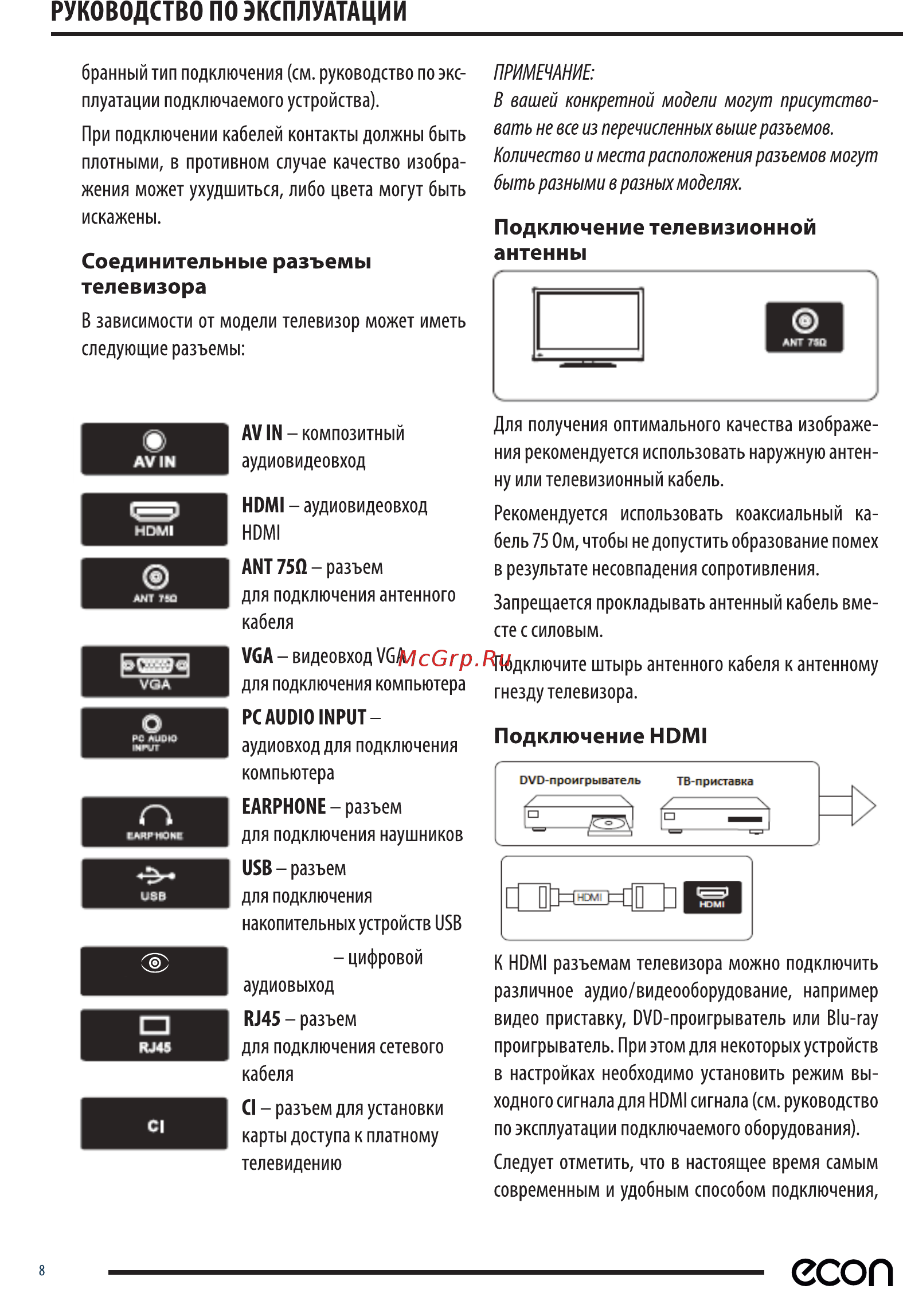 ECON EX-32HS010B Руководство по эксплуатации онлайн [8/34] 427975
