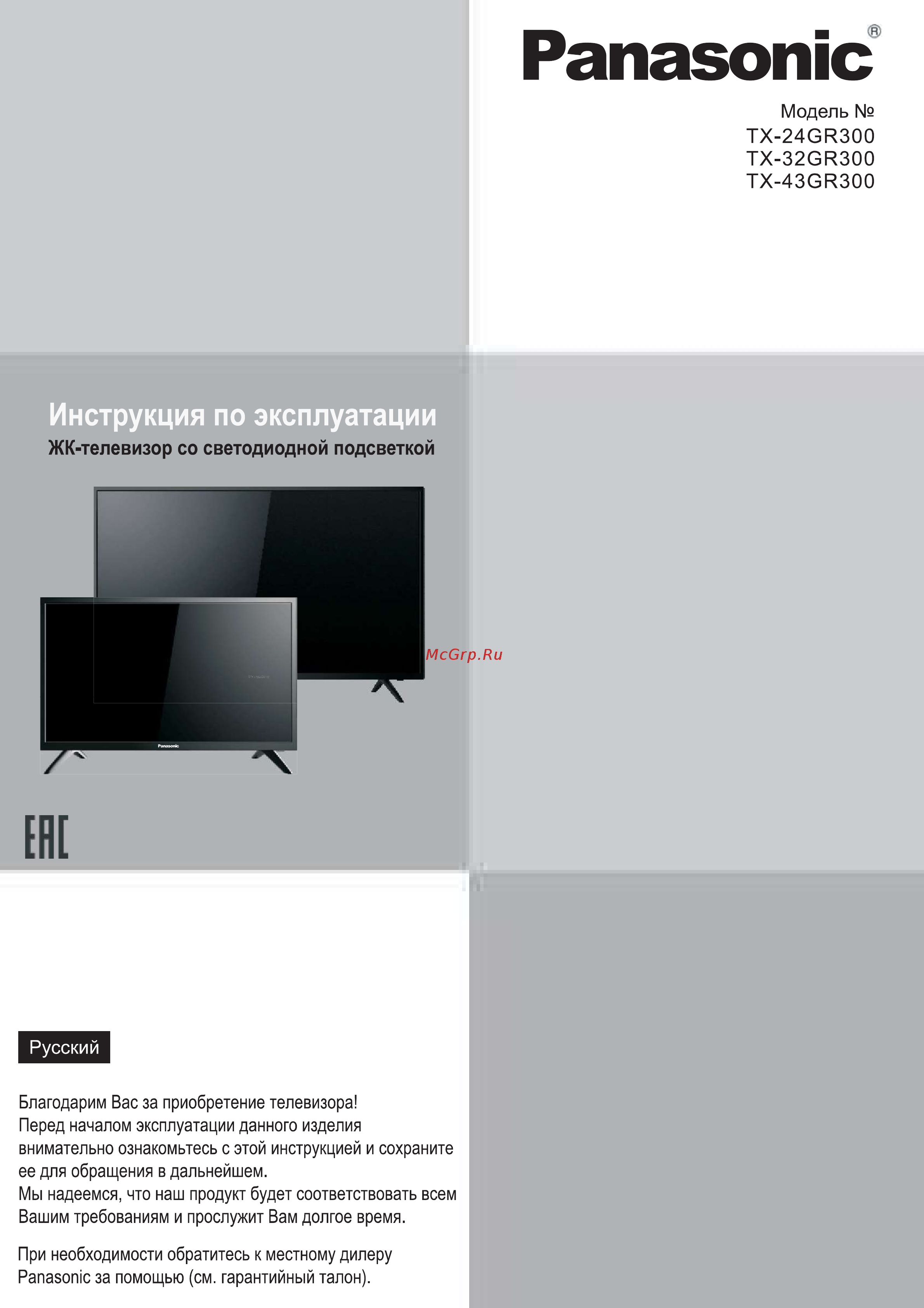 Panasonic TX-24GR300 [3/60] Инструкция по эксплуатации