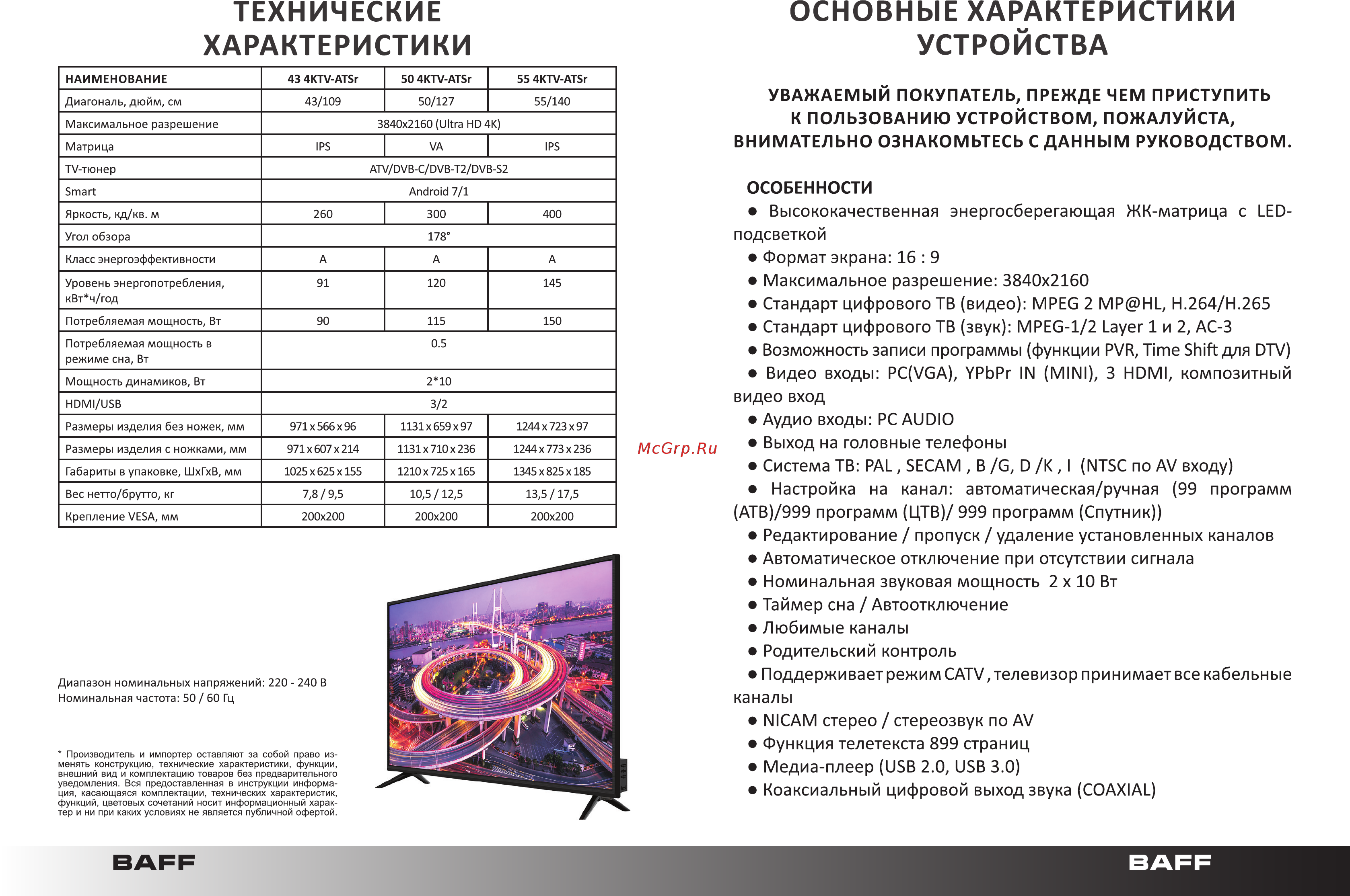 Baff 55 4KTV-ATSR Инструкция по эксплуатации онлайн [3/25] 428530
