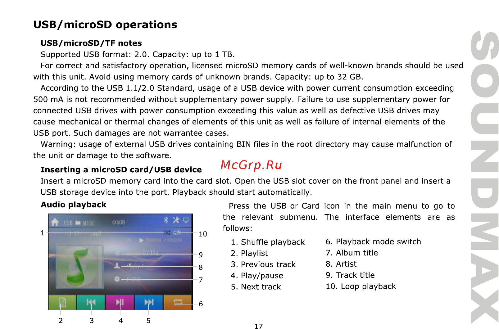 Soundmax SM-CCR3705 [17/50] Usb microsd operations
