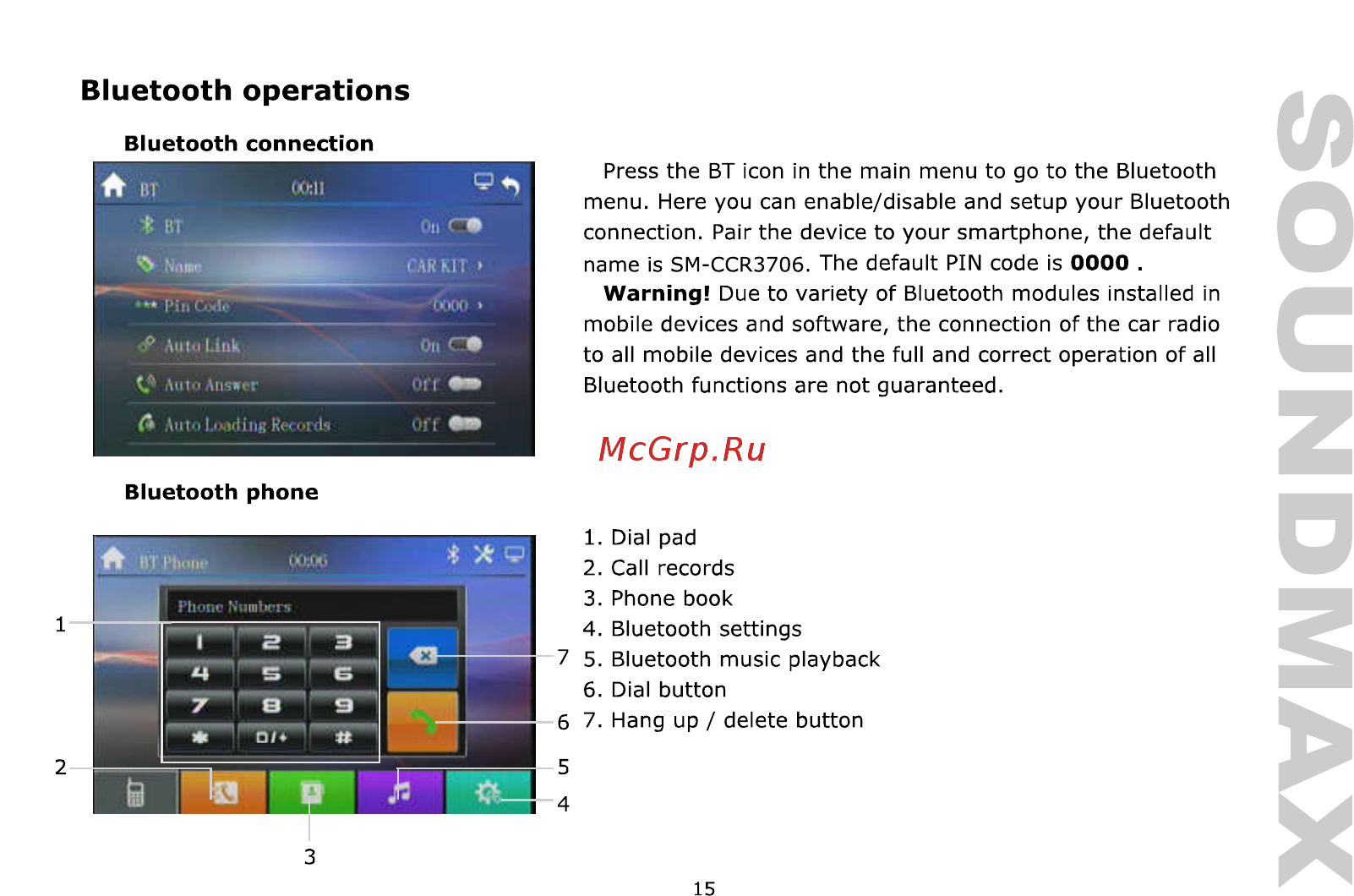 Soundmax SM-CCR3706 [15/50] Bluetooth connection