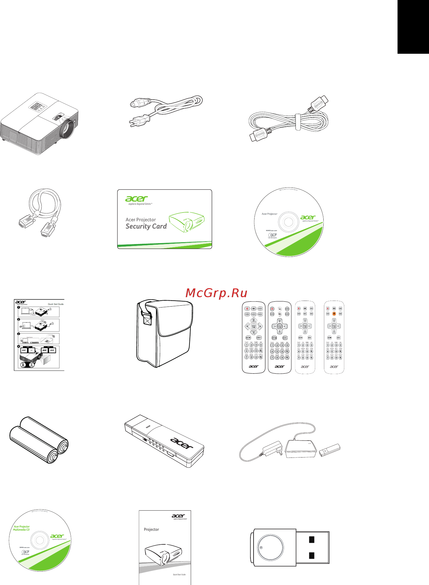 Acer X138WH [13/82] Комплектность