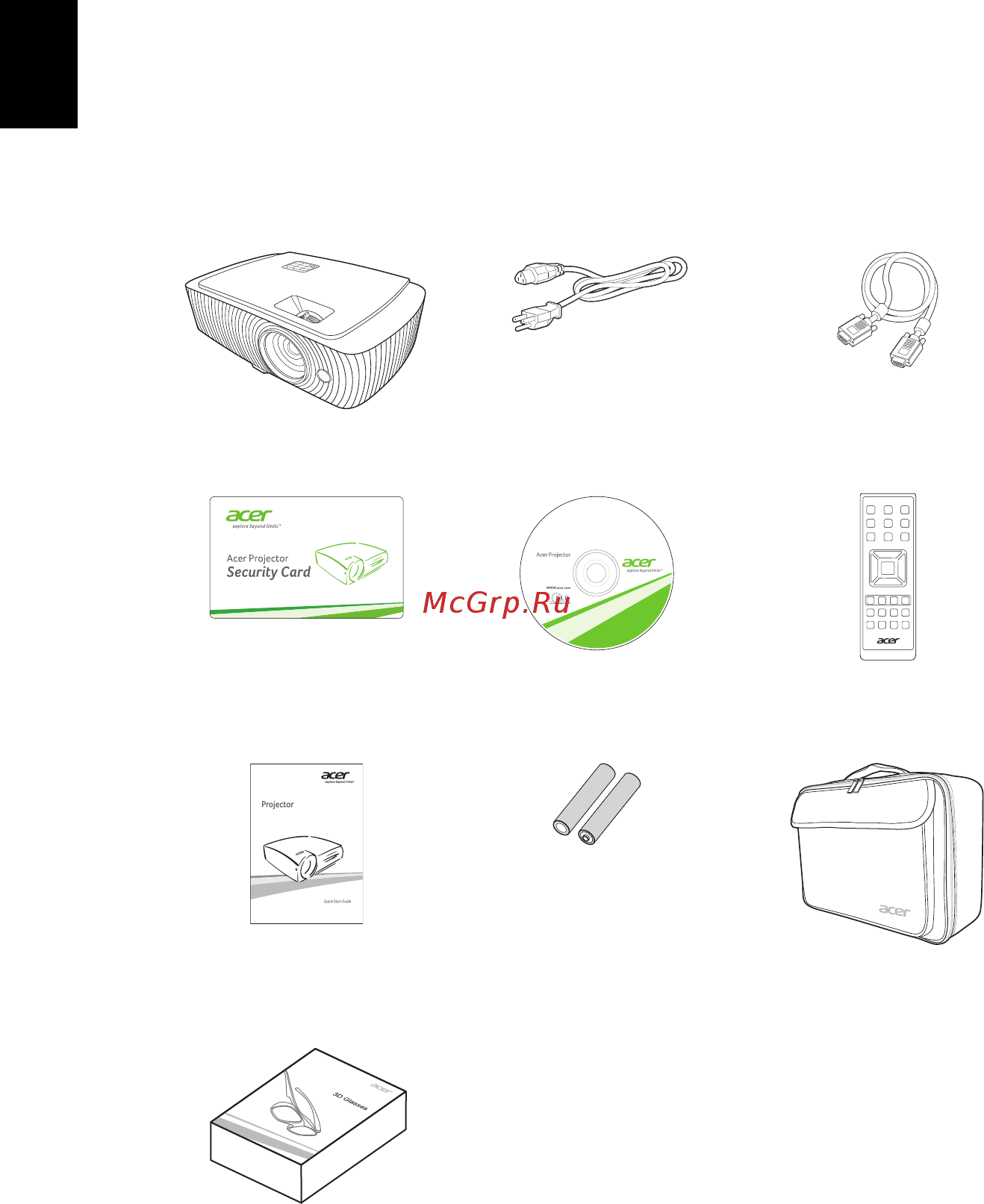 Acer H7550ST [12/63] Комплектация