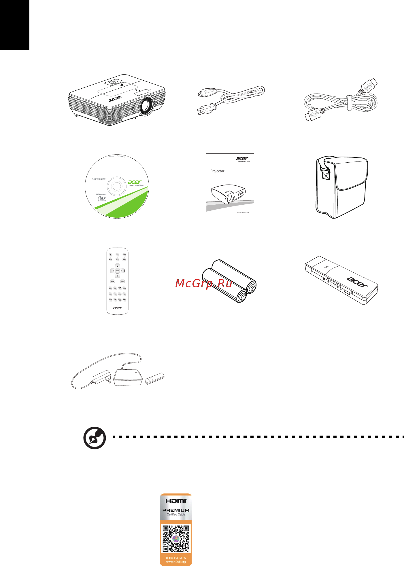 Acer H7850 [12/65] Комплектность