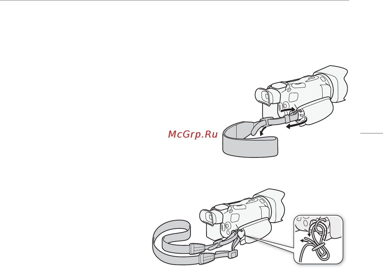 Canon Legria HF G50 [21/140] Закрепление дополнительно приобретаемого наплечного ремня