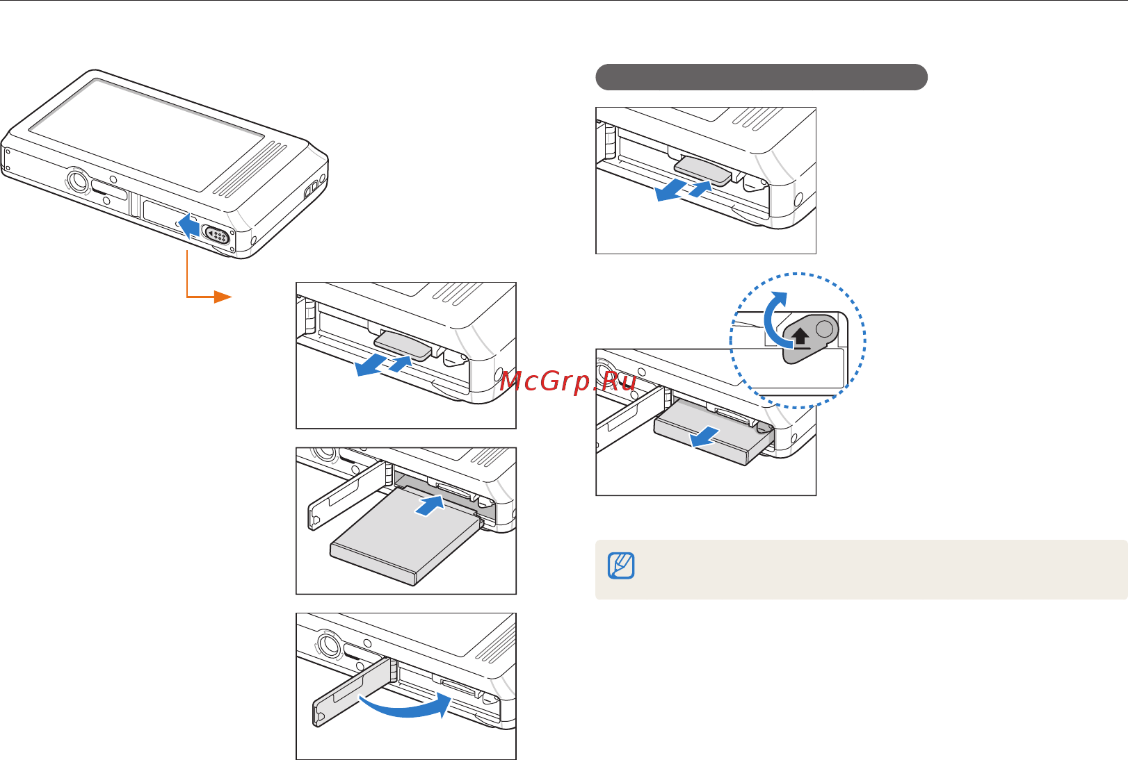 Samsung ST500 Silver [17/110] Установка батареи и карты памяти