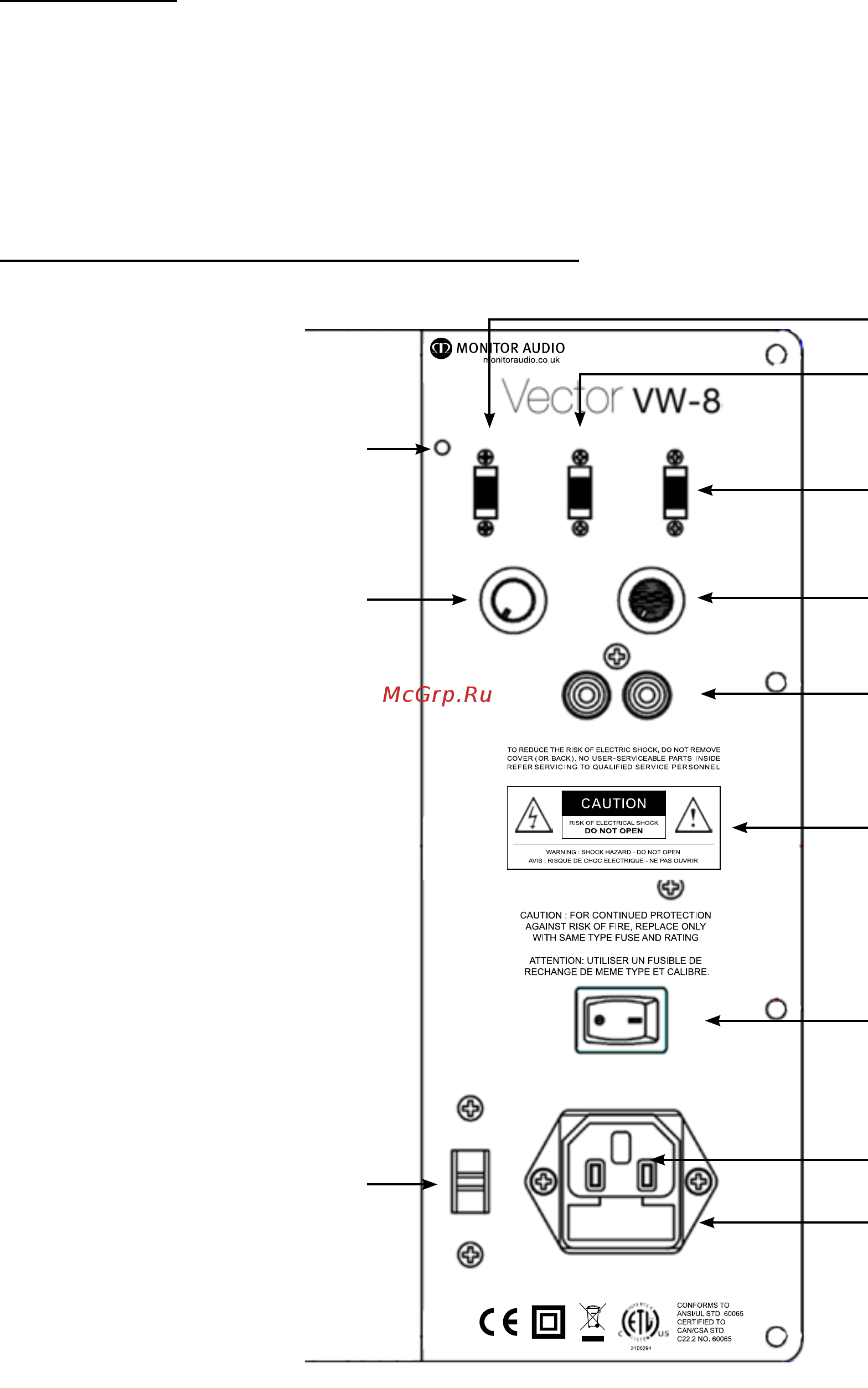 Monitor Audio Vector 5.1 Black [5/22] Панель и управление системой vw 8
