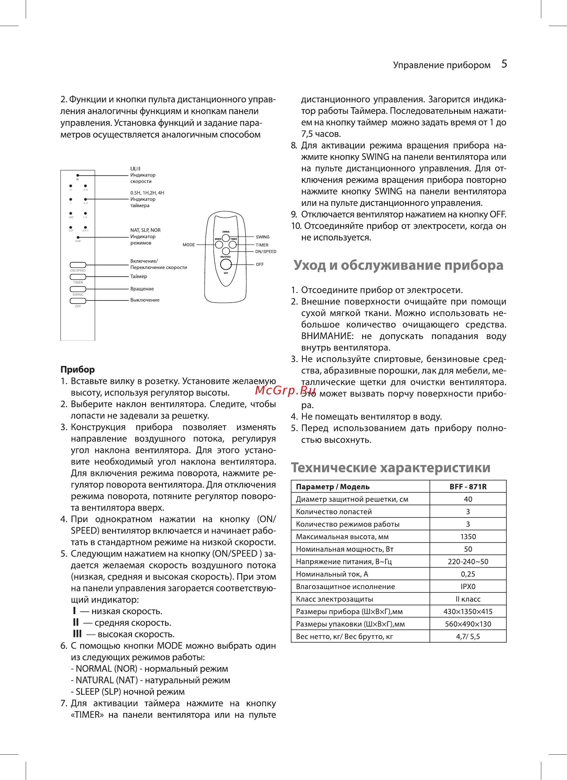 Ballu BFF-871R [5/12] Технические характеристики
