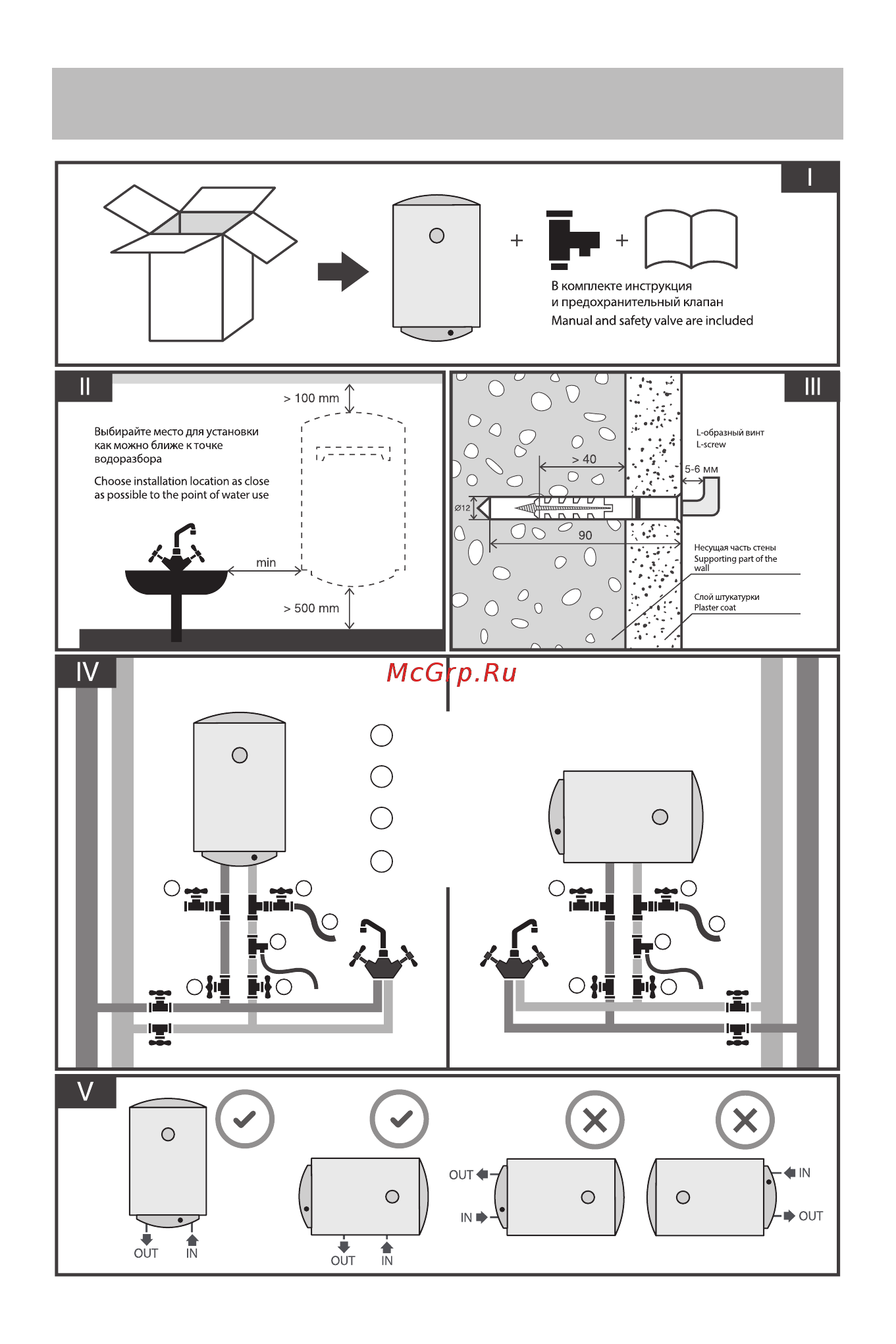 Ariston BLU1 R ABS 65 V SLIM [59/68] Рекомендации по монтажу накопительного электрического водонагревателя recommendation on the storage water heater installation