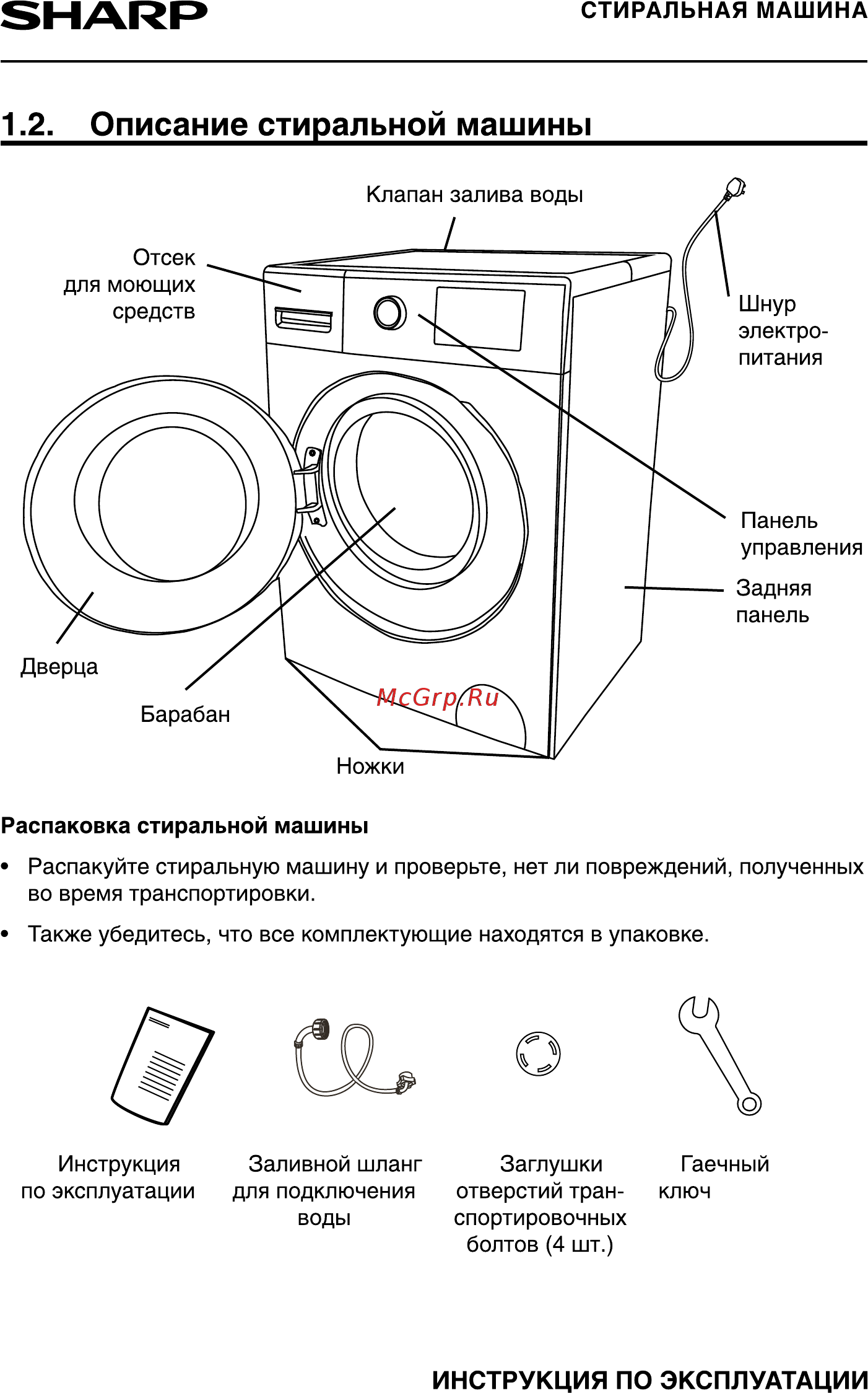 Sharp ESF882LXWH Руководство по эксплуатации онлайн [6/24] 432461