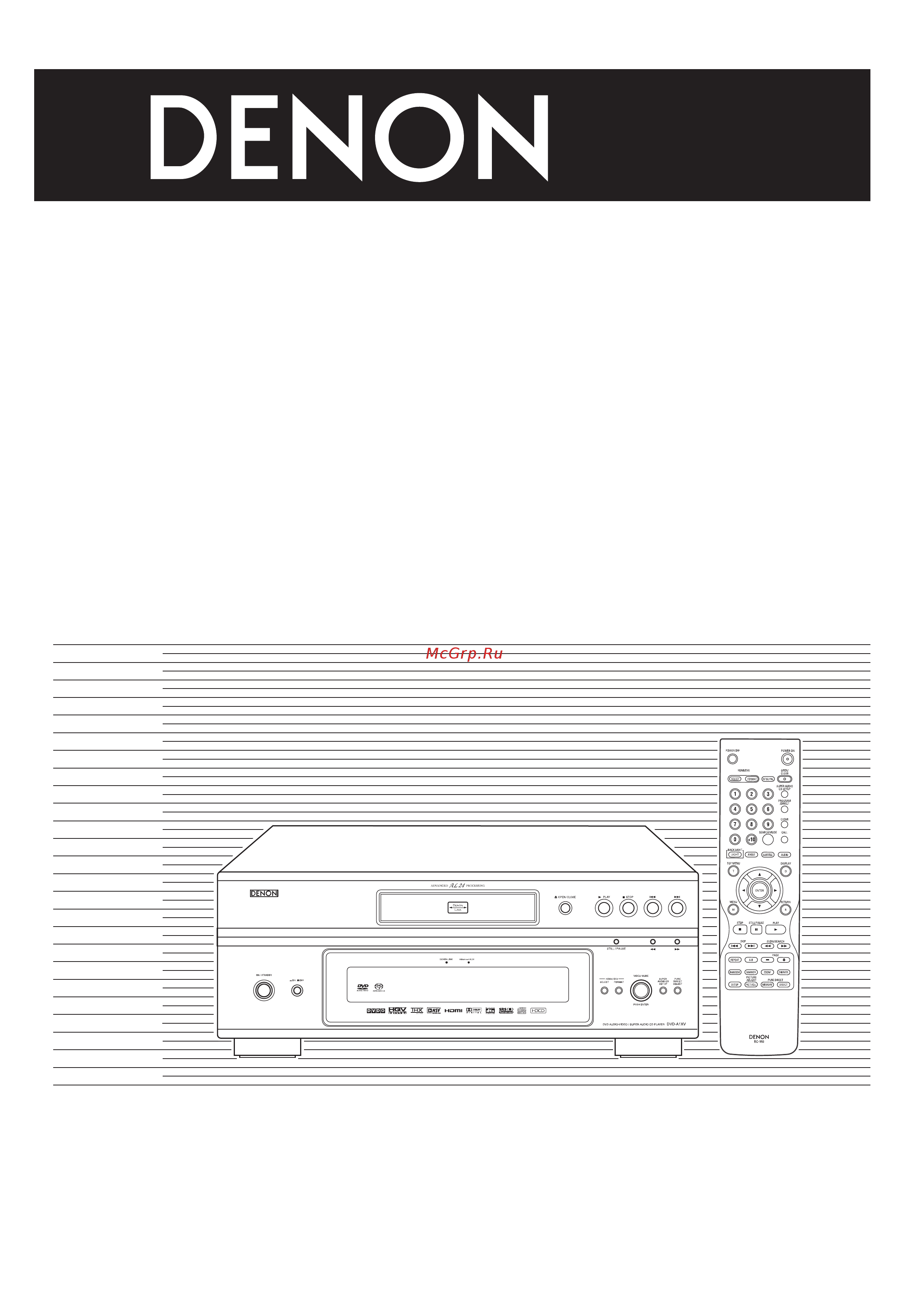 Denon DVD-A1XVA PS Руководство по эксплуатации онлайн