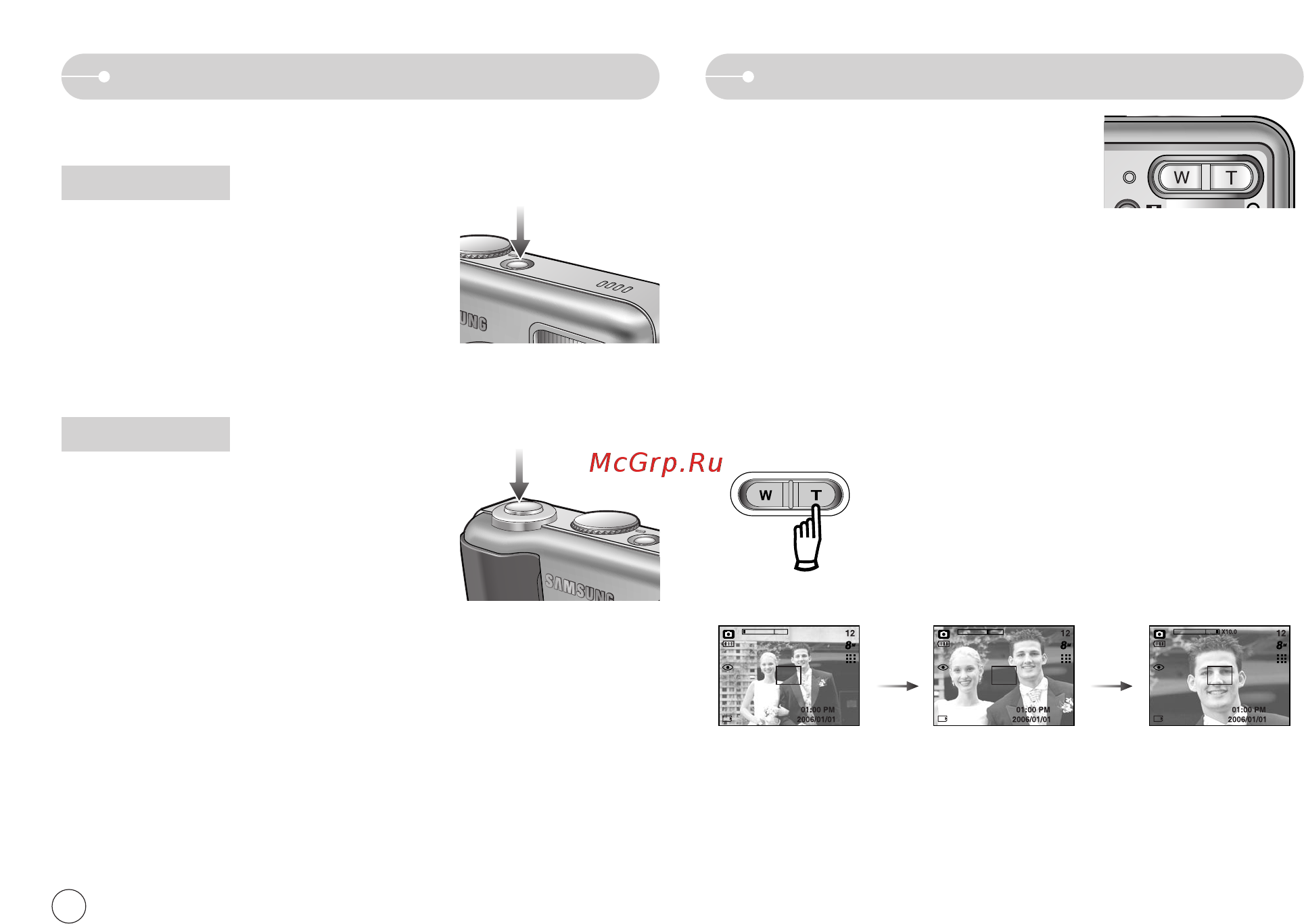Samsung DIGIMAX S800 Silver [19/82] Нопка зума w t